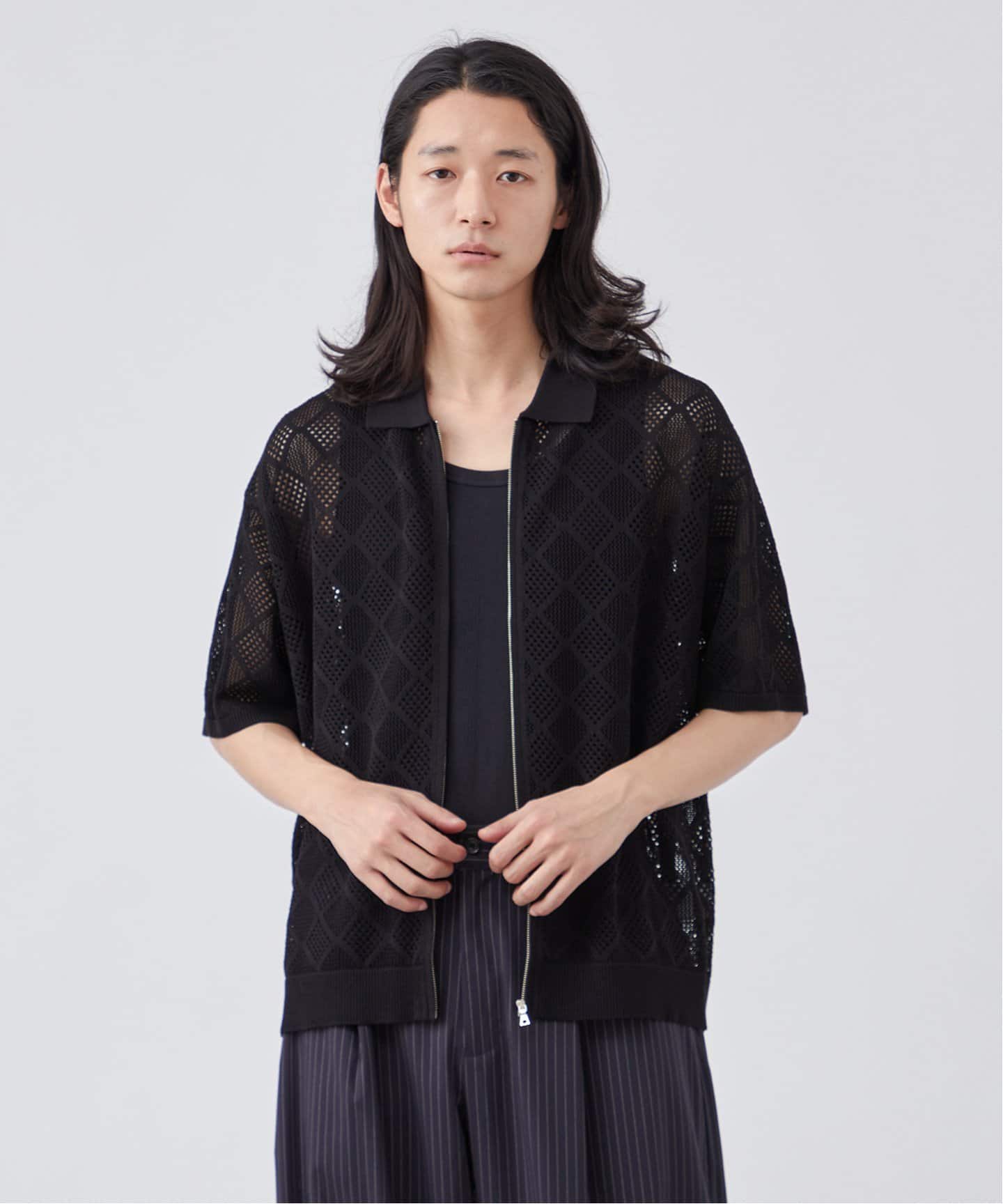 ✨美品✨クラシアンドトリップ　北欧暮らしの道具店　ニットポロシャツ　ベスト　黒 LACOSTE｜オーガニックコットン ロバート・ジョージ ジャカード