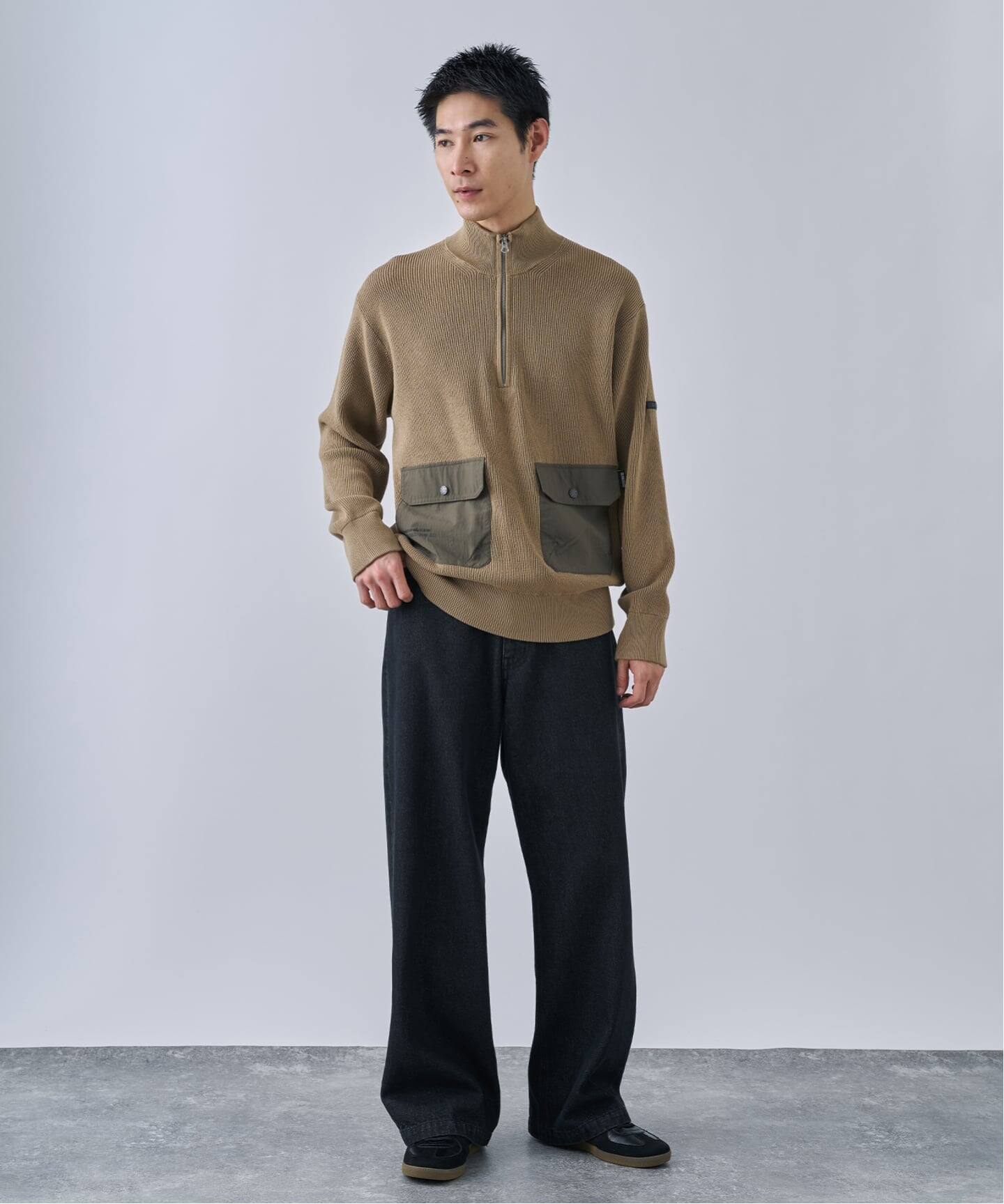 OLIVEDRAB/オリーブドラブ】ハーフジップニット（ニット／セーター