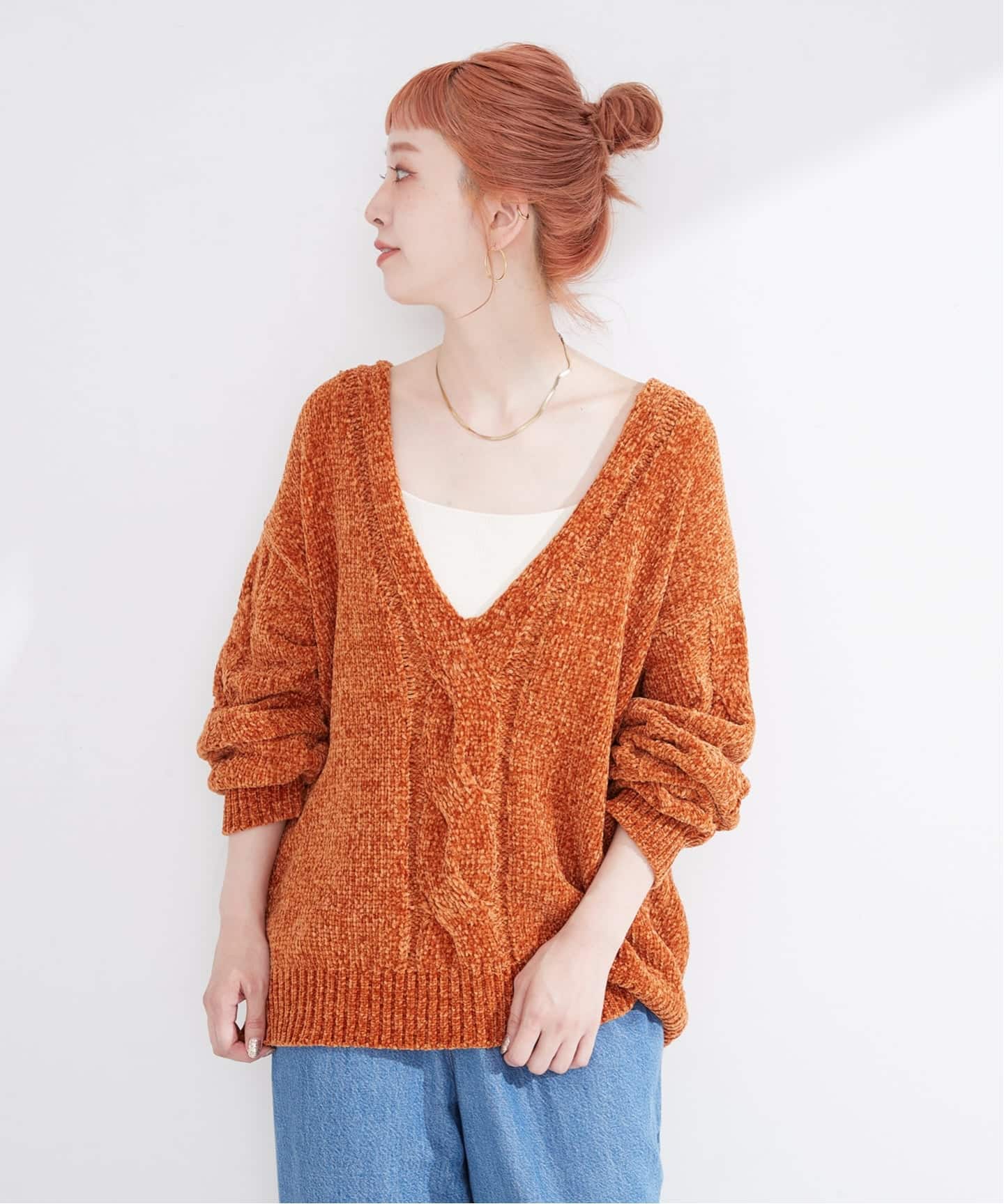 美品★ハーリップトゥ★アンサンブル ケーブル ニット 2点セット セール】 【洗える】パールスリーブ ケーブルニット （ニット