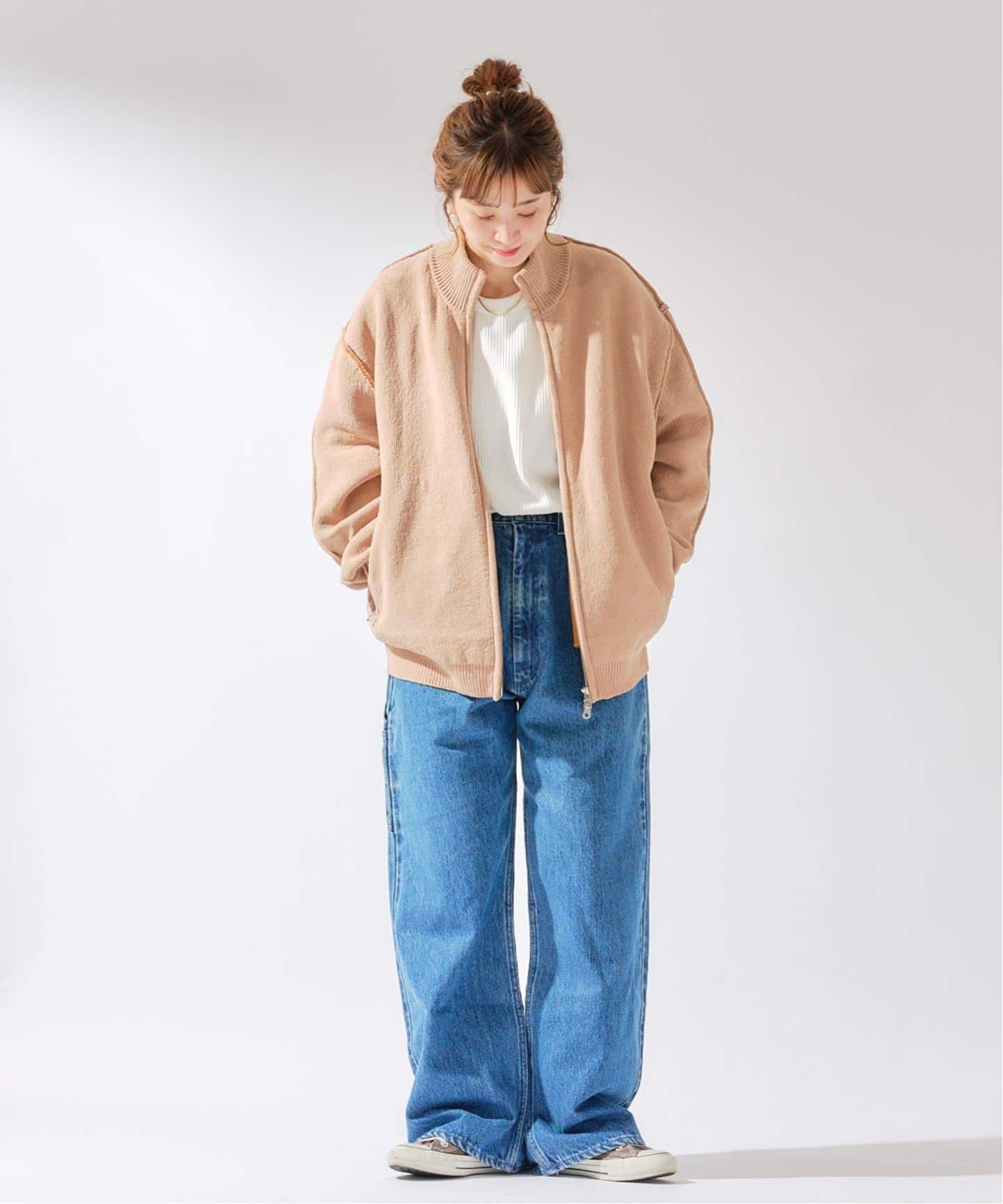 Deux Allures/ドゥ アリュール】 ドライバーズニットブルゾン（ニット