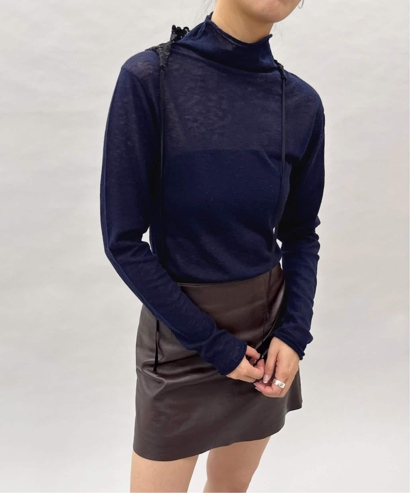 EDIT. FOR LULU ニットベロアタートルネックトップ EDIT. FOR LULU】ニットベロア タートルネックトップ