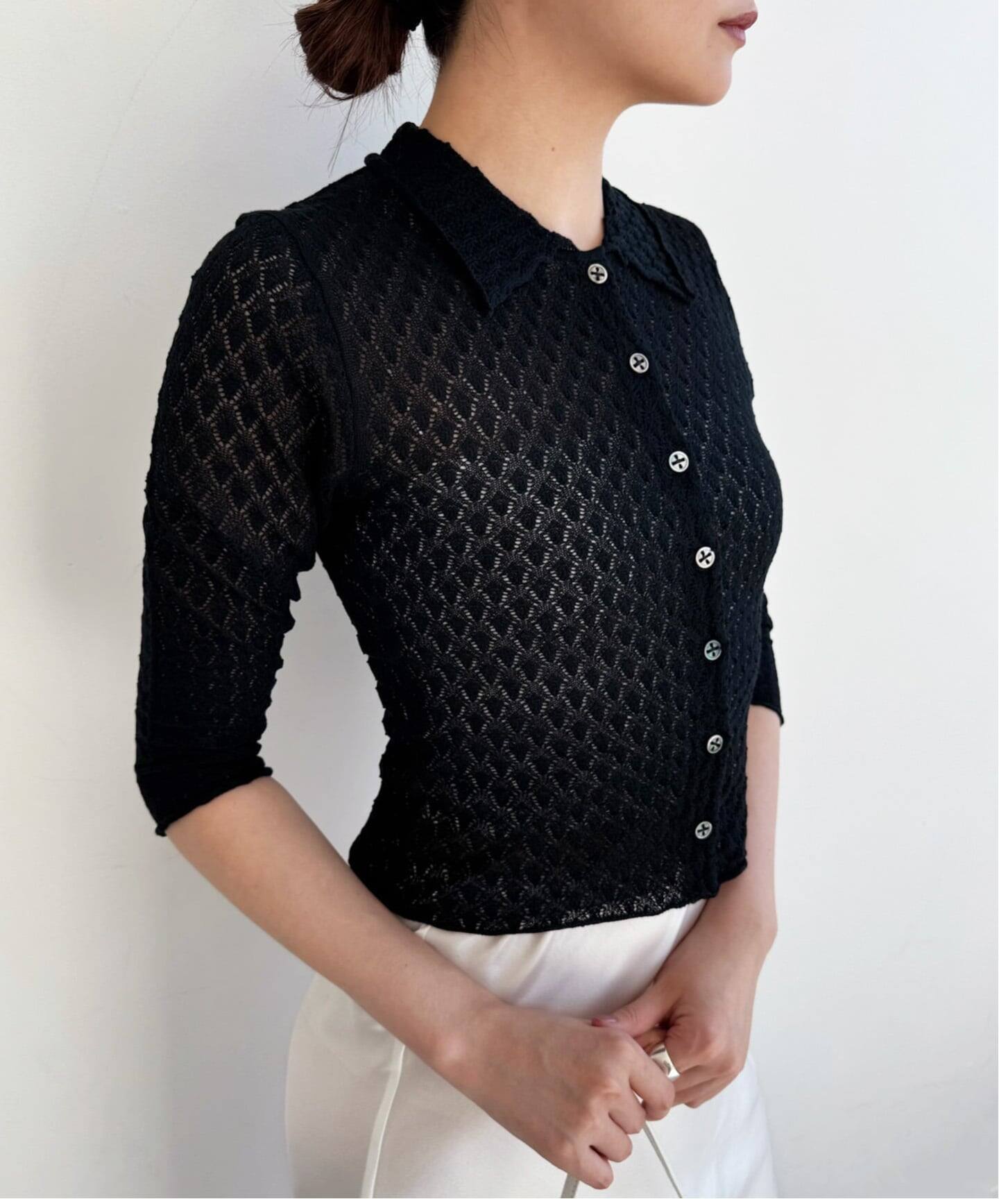 レーシーポロシャツニット（ニット／セーター）｜EDIT.FOR LULU