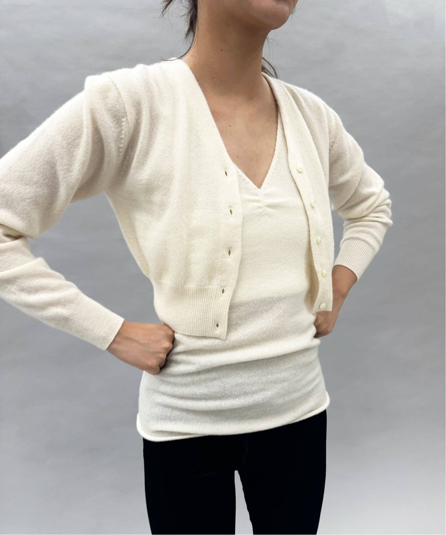 EDIT.FOR LULU コットンウール Vネックカーディガン EDIT. FOR LULU カーディガン コットンウールVネック