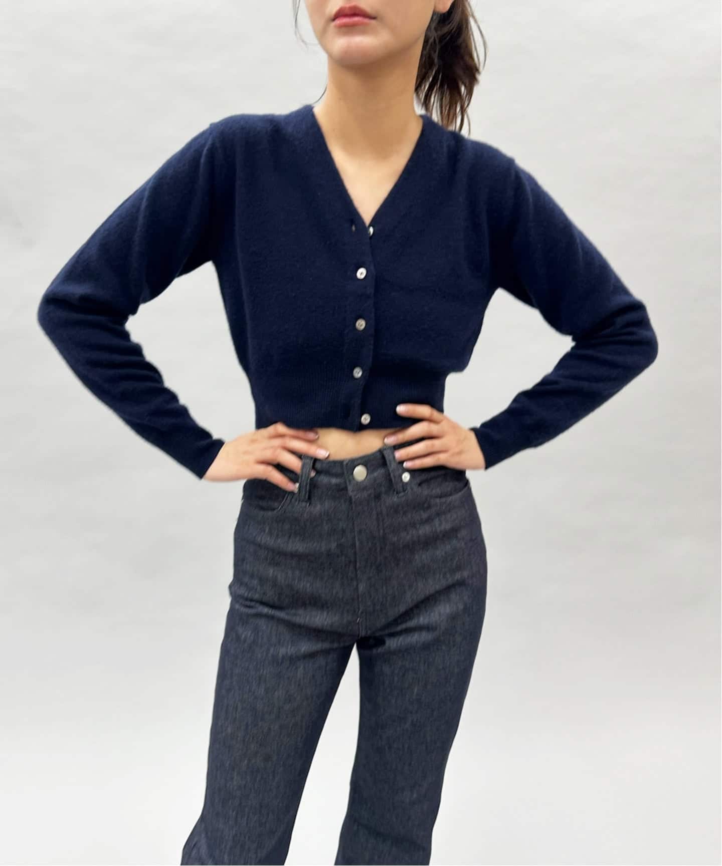 EDIT.FOR LULU コットンウール Vネックカーディガン EDIT. FOR LULU カーディガン コットンウールVネック