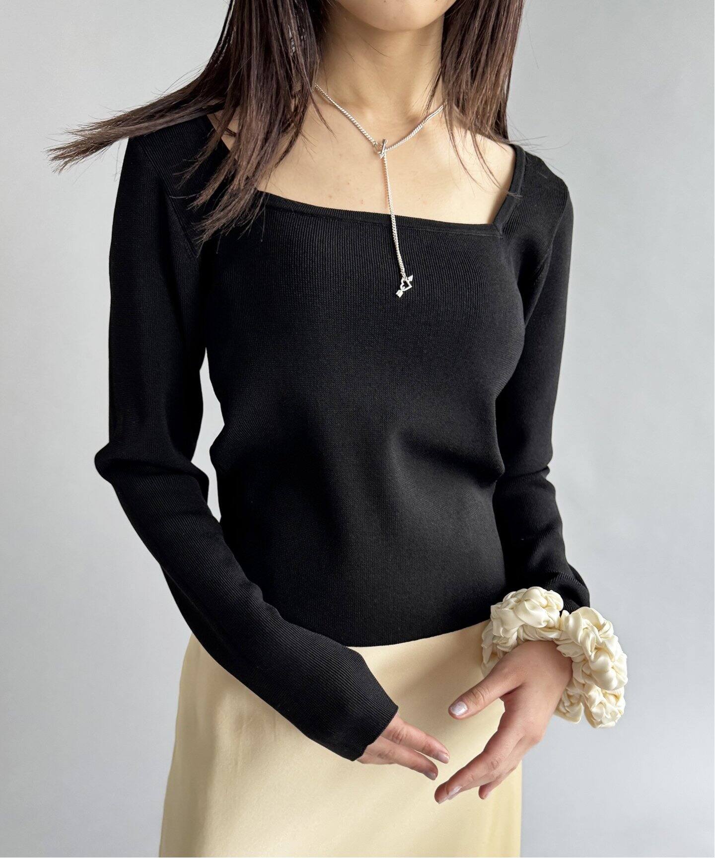 NICENICE MOMENT/ナイスナイスモーメント】SQUARE NECK SHELL TOP 