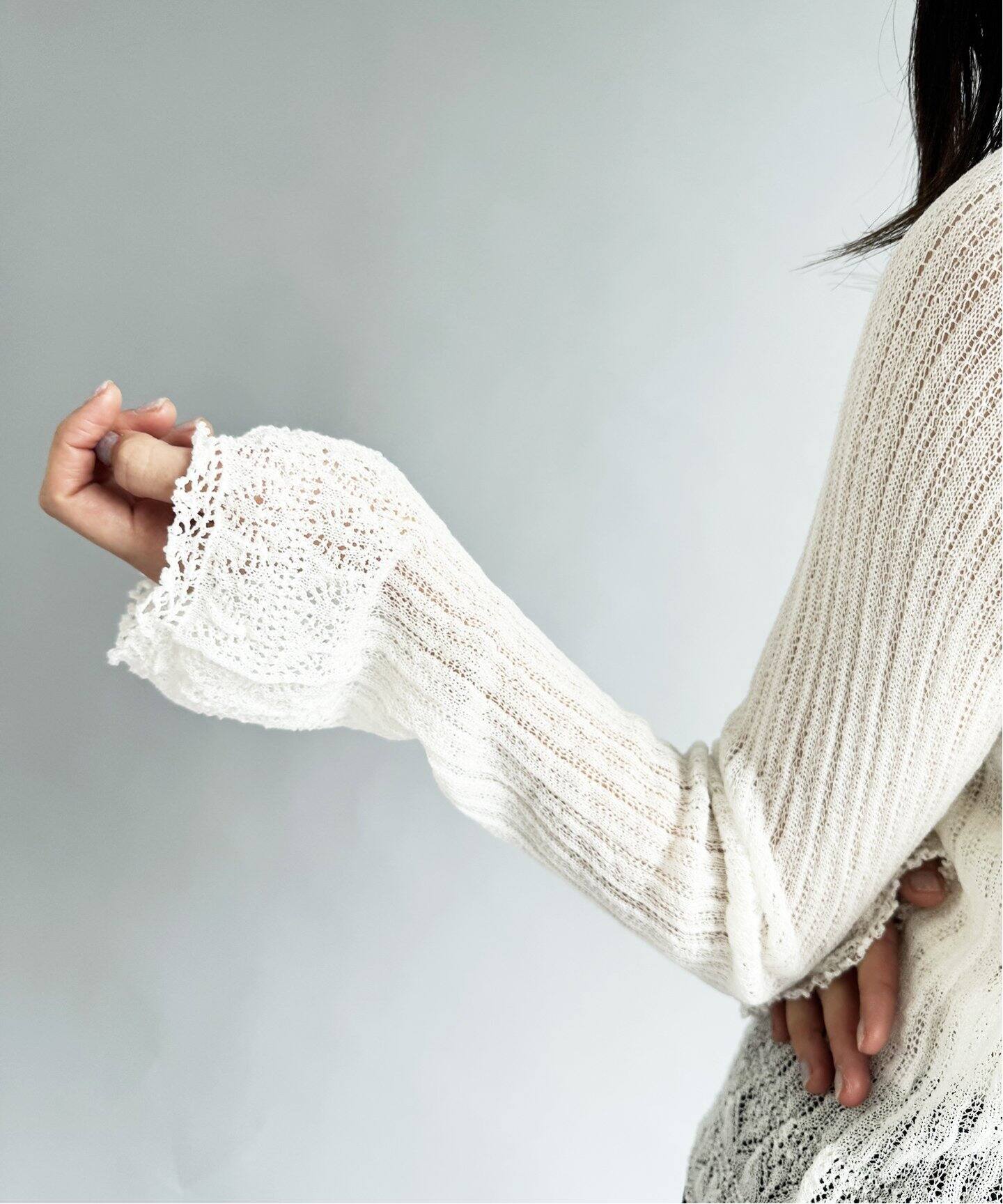 EUCHRONIA/ユークロニア】Wholegarment lace cardigan（ニット  