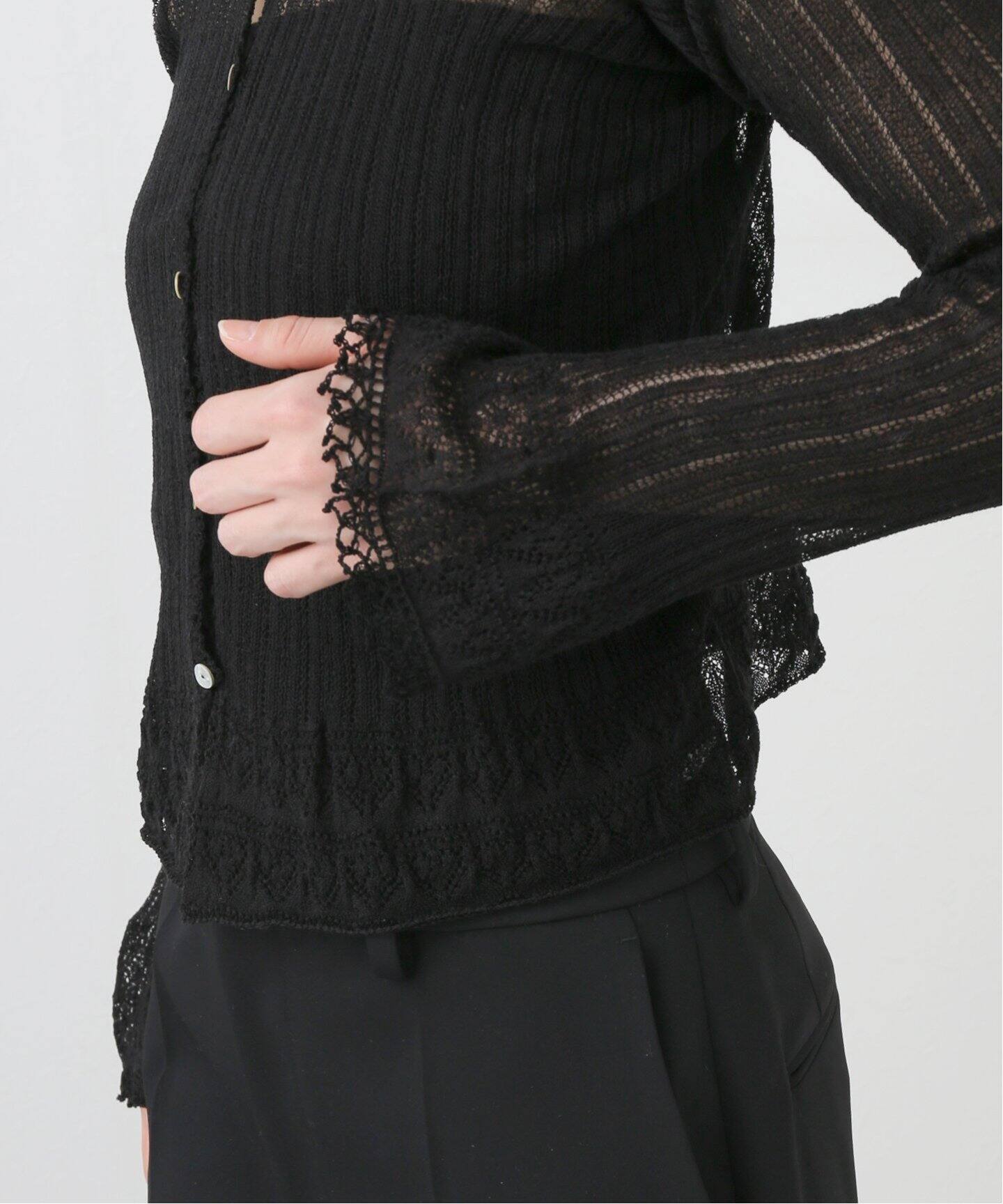 EUCHRONIA/ユークロニア】Wholegarment lace cardigan（ニット  