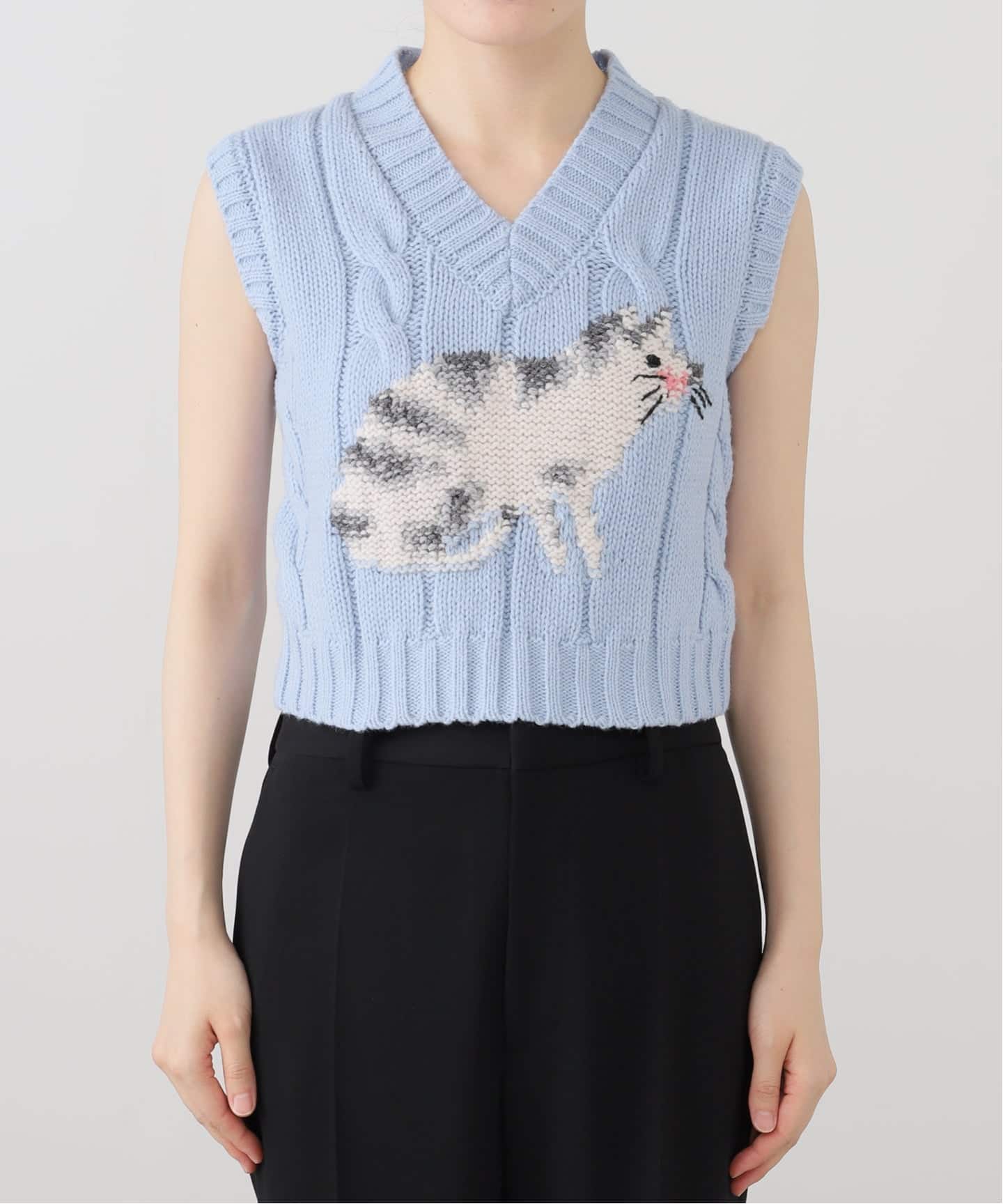 【新品未使用】YUHAN WANG/ユハン ワン　レーススカート YUHAN WANG/ユハン ワン】 hand intarsia kitty vest（ベスト