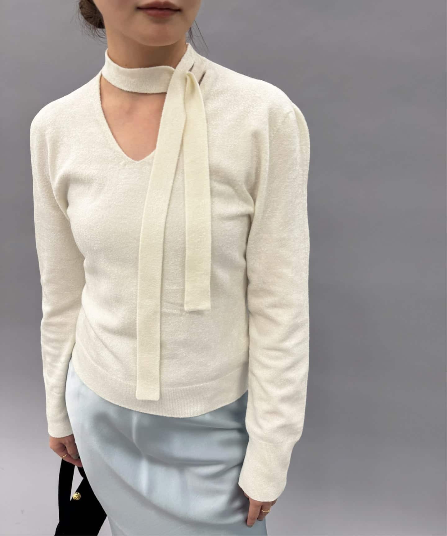 EMILY ODA/エミリーオダ】Wrapped Scarf Knit Top（ニット／セーター