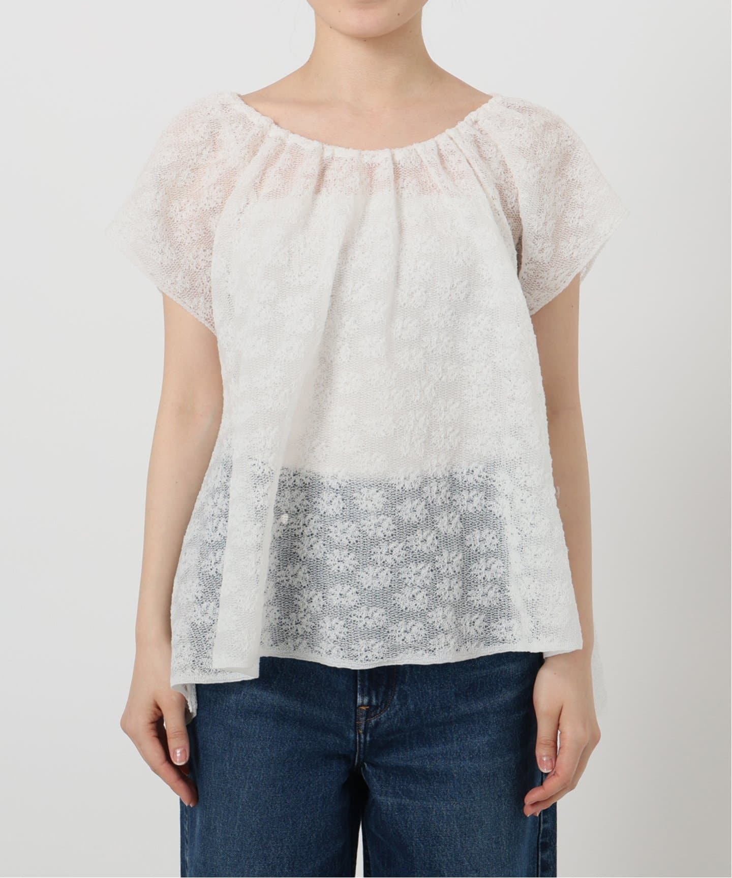 美品✨IENA イエナ　 レースギャザーブラウス 　シャツ　プルオーバー IENA LA BOUCLE レースギャザーブラウス（シャツ／ブラウス
