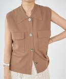 ハイツイストウールシルク 襟付きノースリーブ