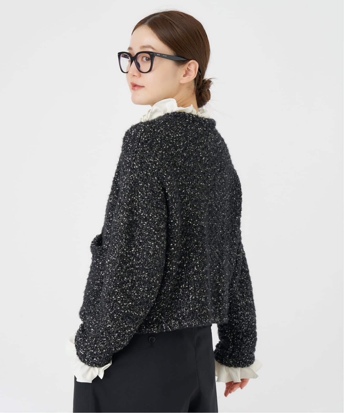 【美品】SLOBE IENA コットン混ツィードニットジャケット SLOBE IENA コットン混ツィードニットジャケット