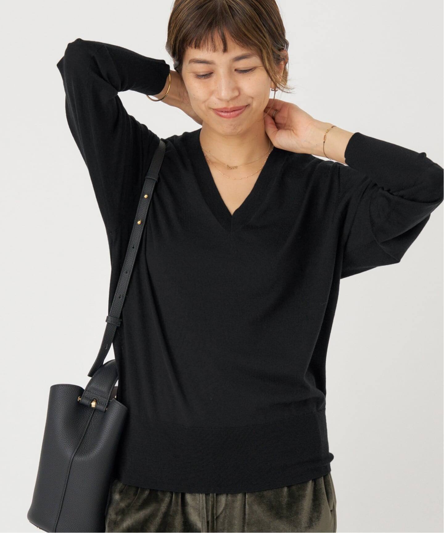 IENA ニット　Vネック　free size 美品☆IENA リブVネックプルオーバー 定価15,400円 イエナ