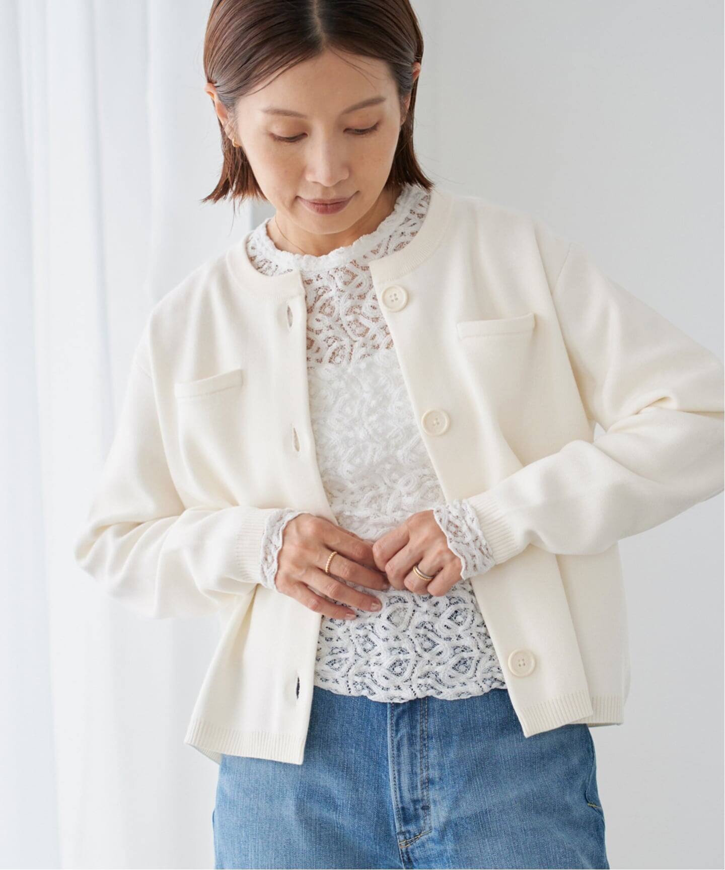 スーパーファインスムースクルーカーディガン（カーディガン）｜IENA