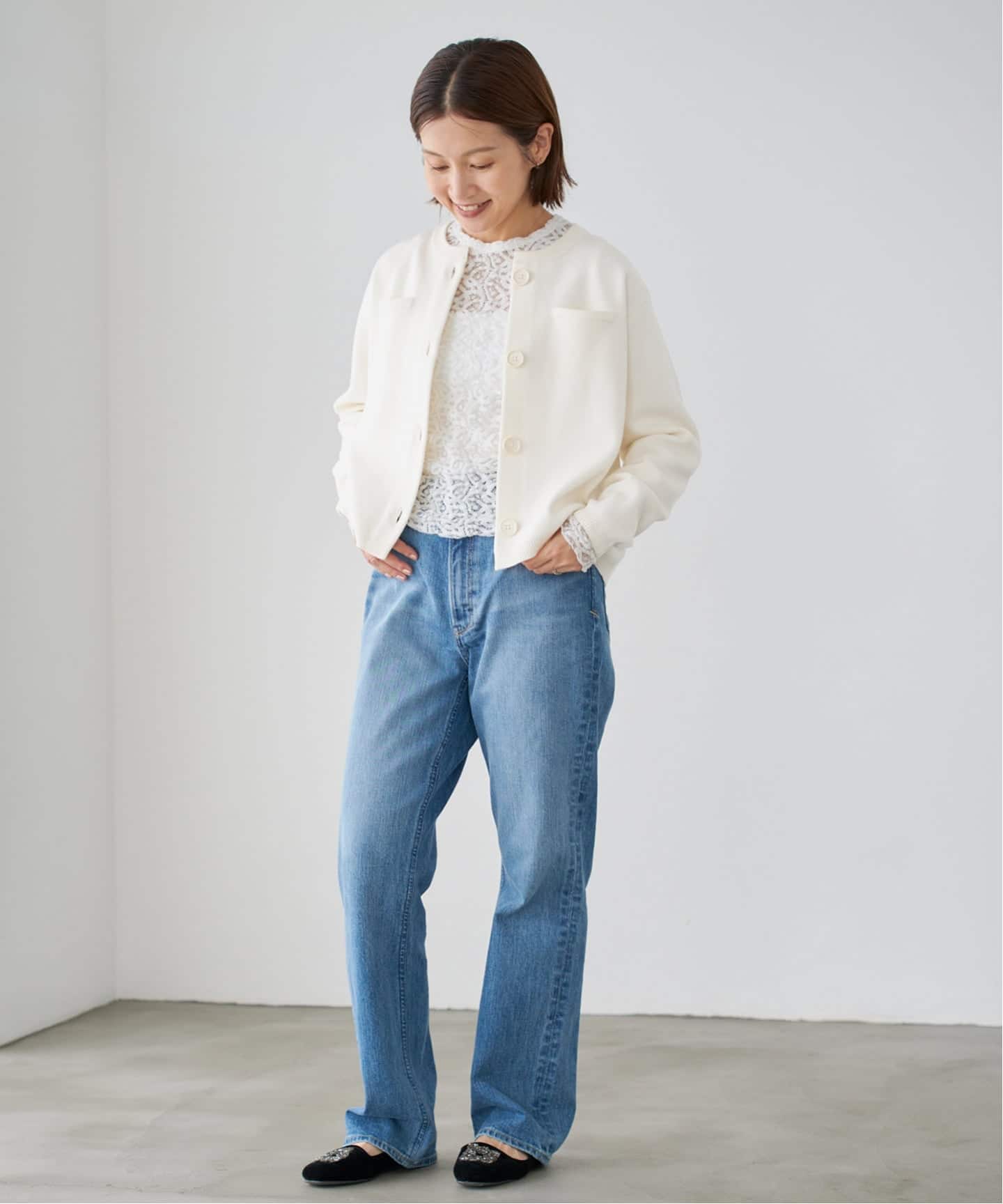 スーパーファインスムースクルーカーディガン イエナ スーパーファインスムースクルーカーディガン（カーディガン