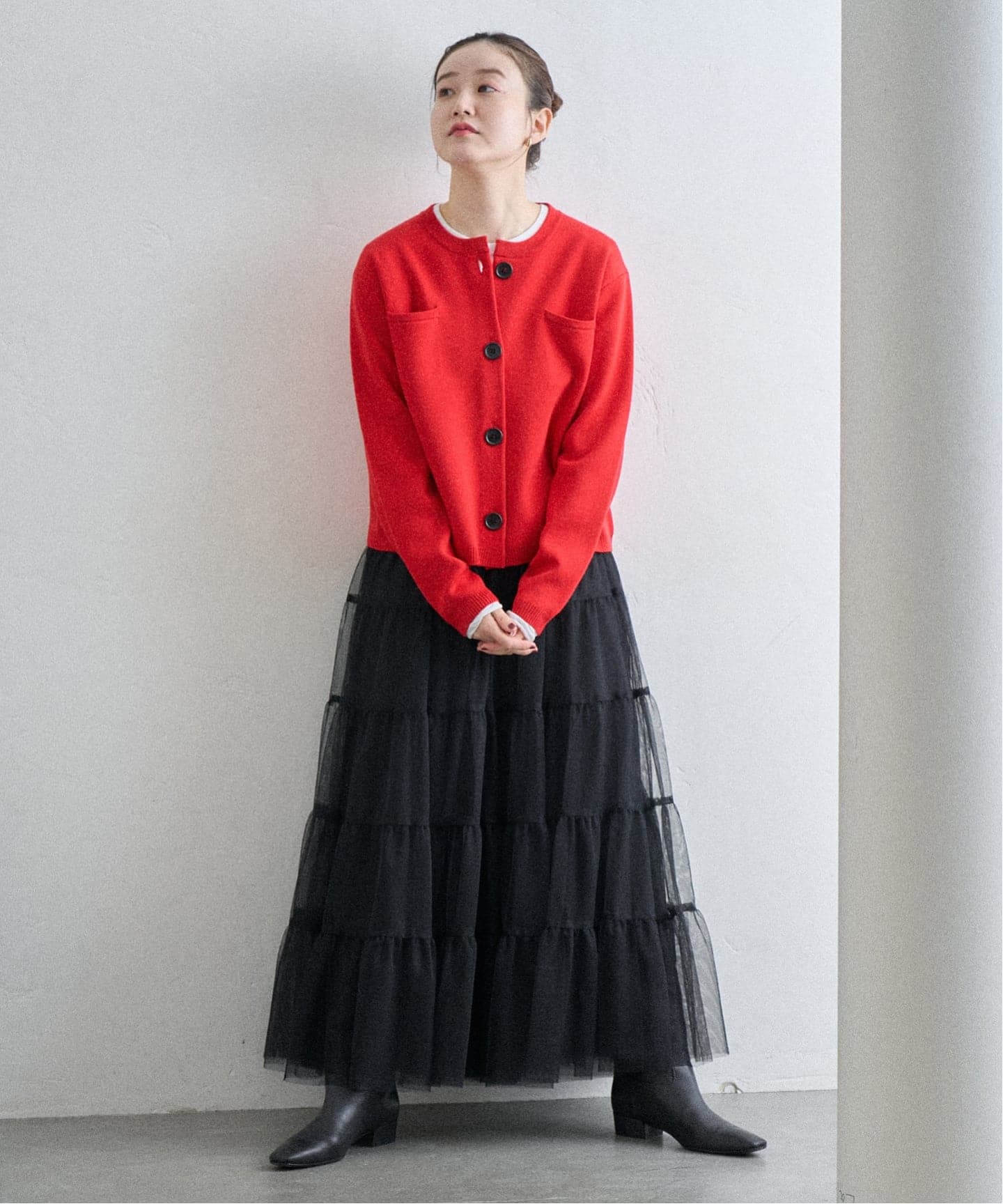 追加》スーパーファインスムースクルーカーディガン（カーディガン