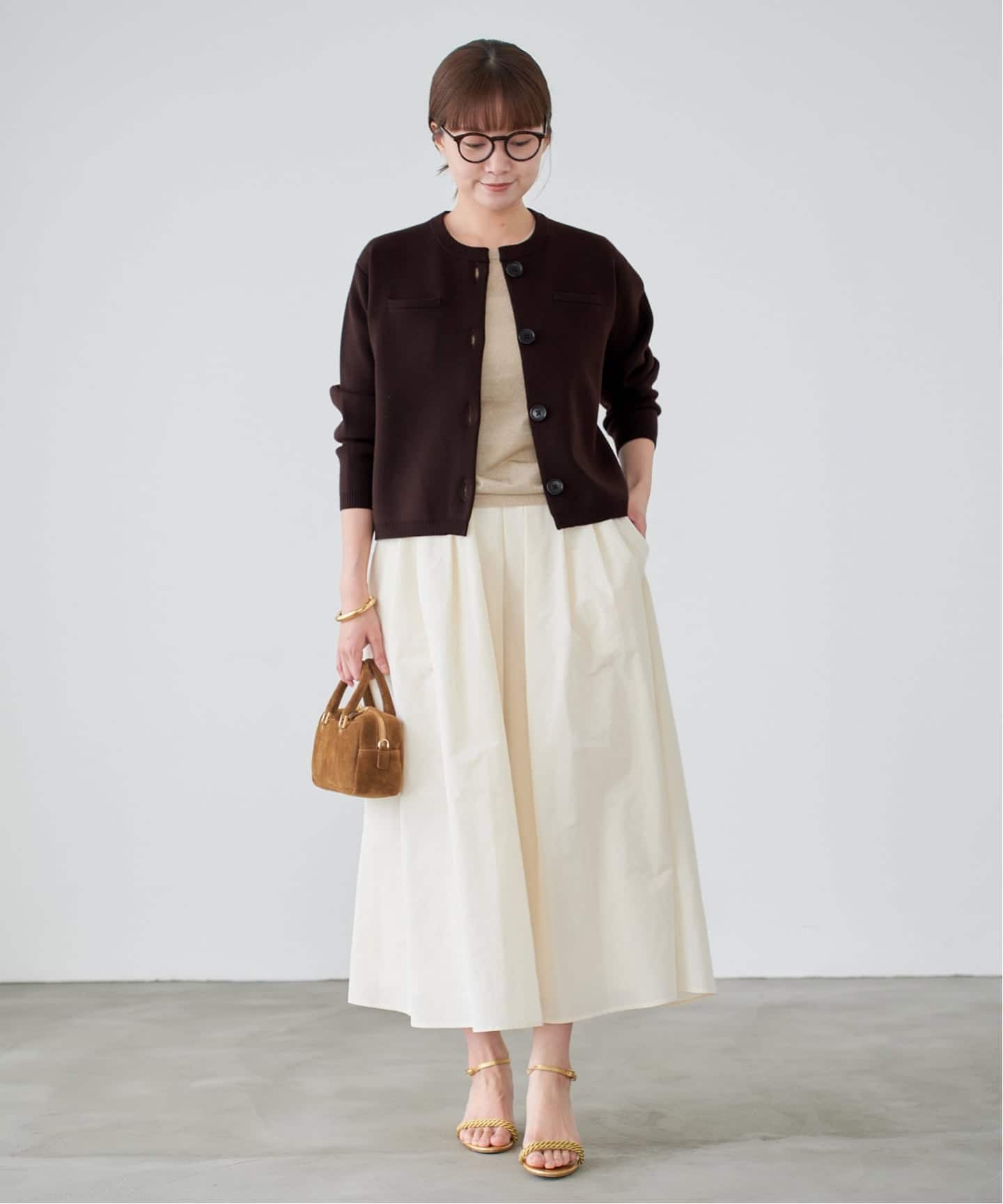 追加2予約》スーパーファインスムースクルーカーディガン