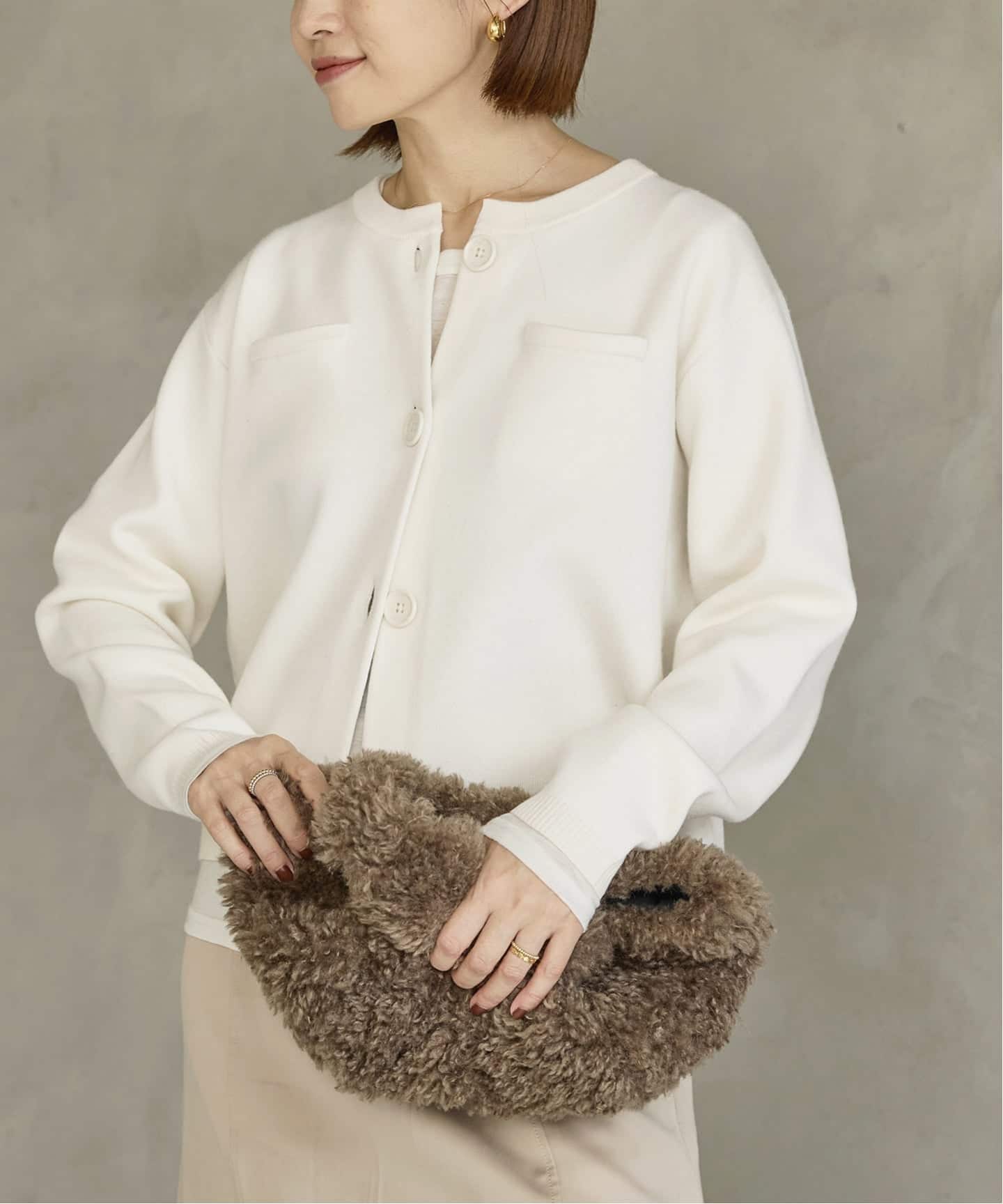 追加2予約》スーパーファインスムースクルーカーディガン