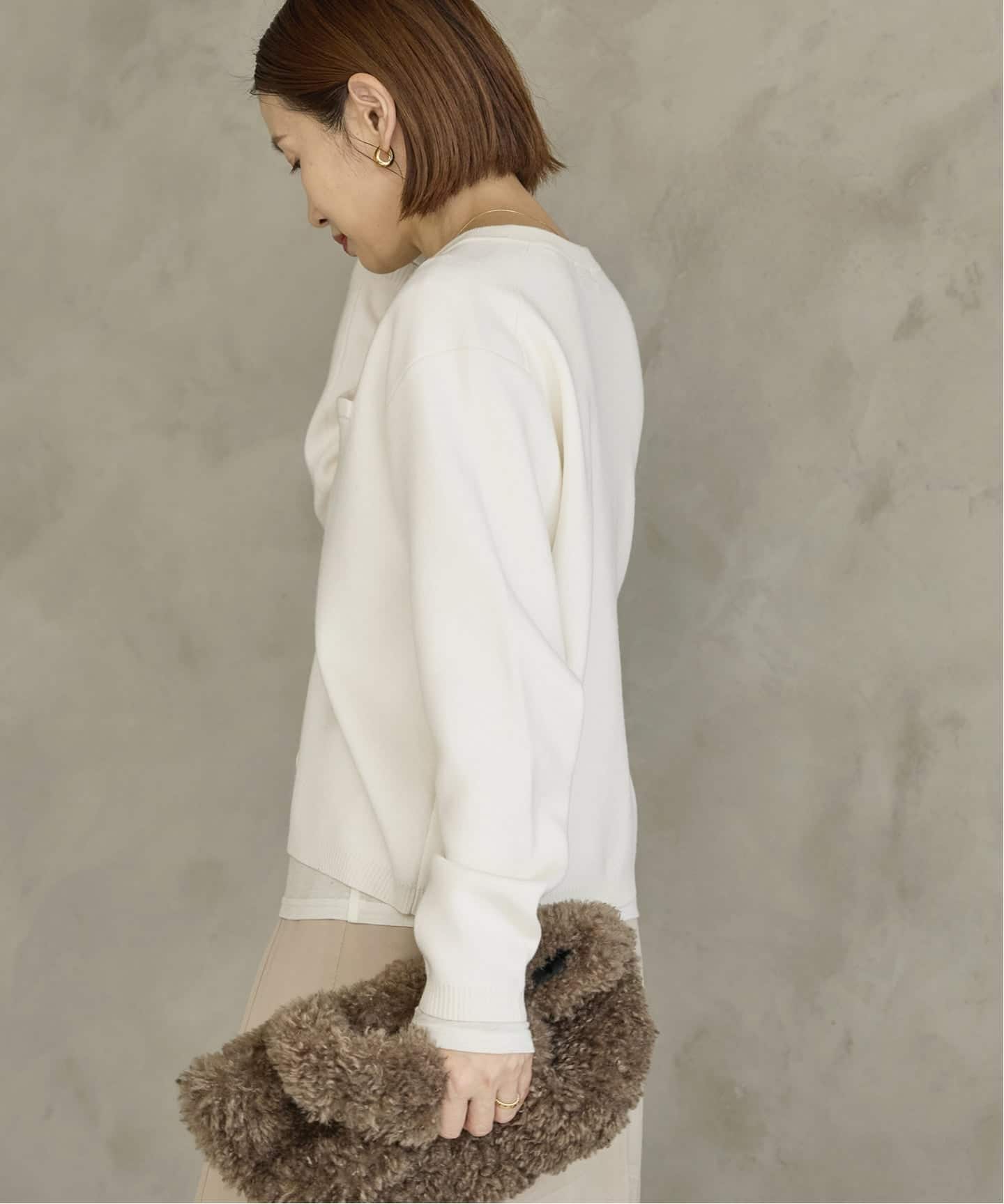 追加2予約》スーパーファインスムースクルーカーディガン