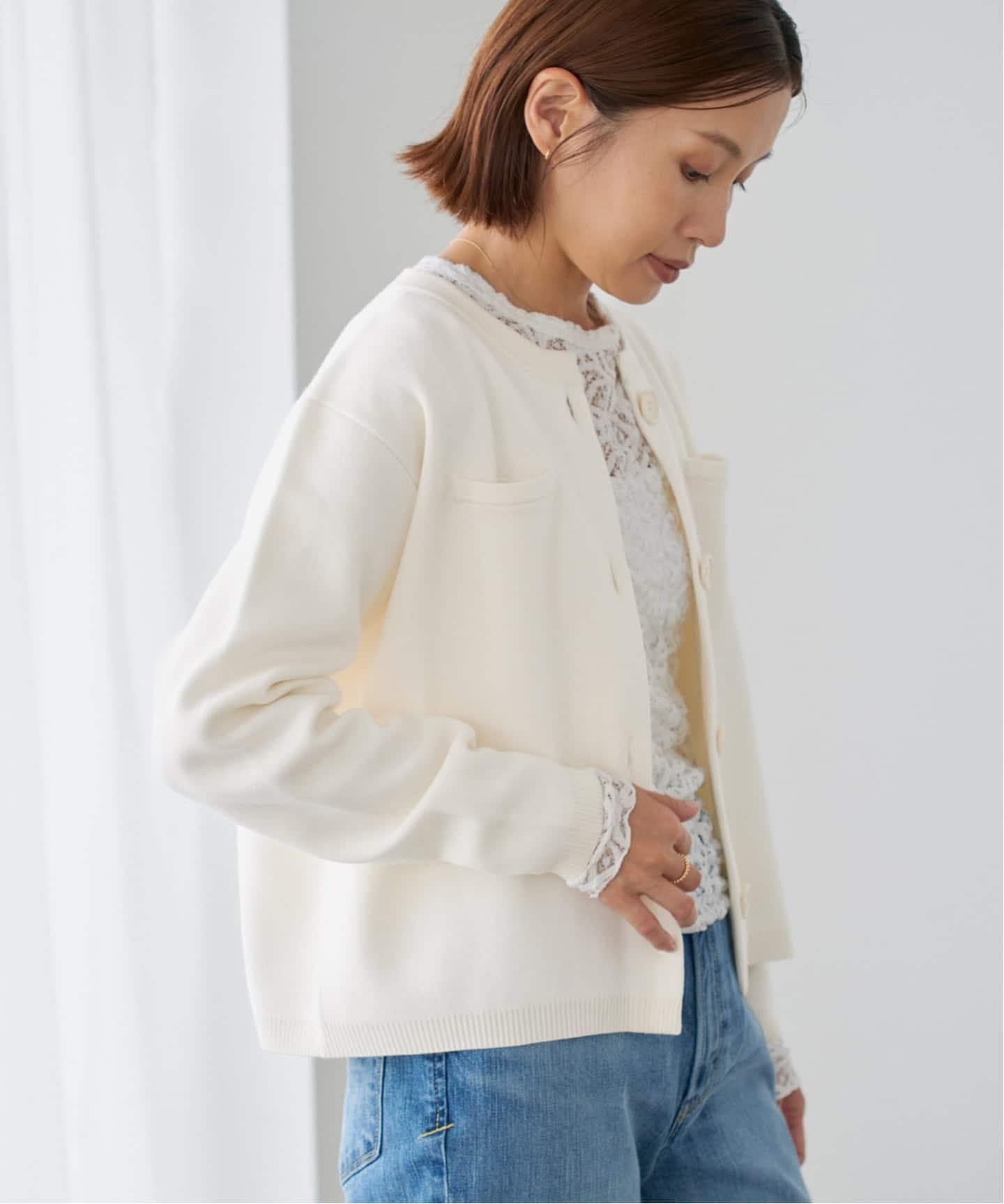 追加2予約》スーパーファインスムースクルーカーディガン