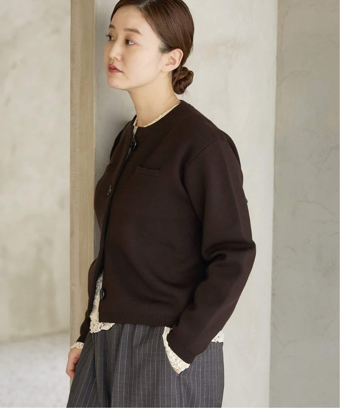 追加2予約》スーパーファインスムースクルーカーディガン