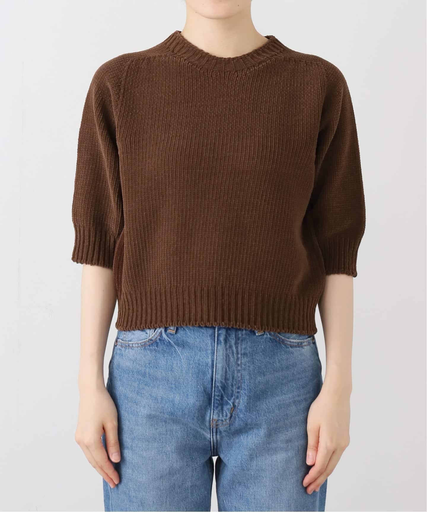 IENA イエナ 畦クルーネックプルオーバー 長袖ニット ブラウン ウール F SCARLET ニットプルオーバー（ニット／セーター）｜IENA（イエナ