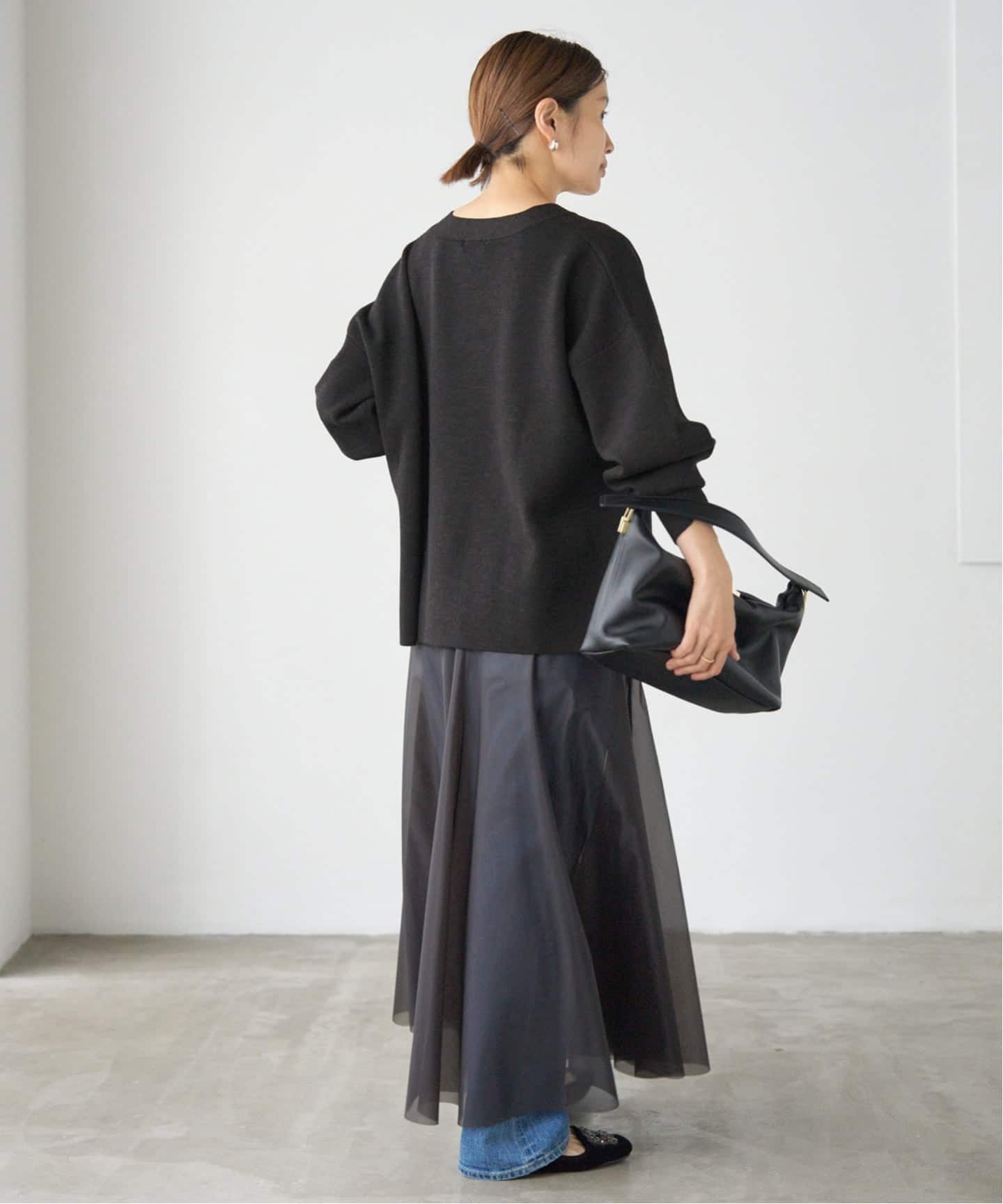 IENA スーパーファインスムースショートカーディガン イエナ ブラック 追加3》スーパーファインスムース ショートカーディガン