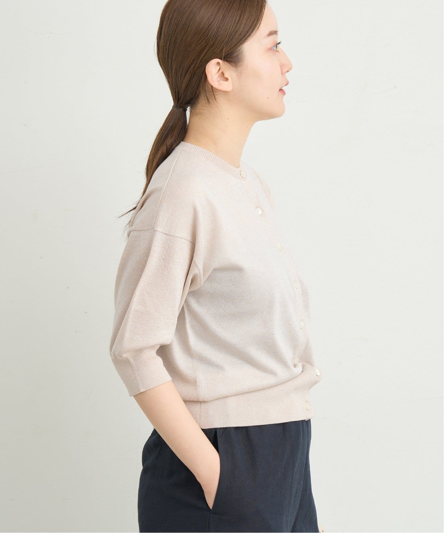 未使用品 IENA イエナ 25ss LEVITAクルーカーディガン ベージュ 追加3》LEVITAクルーカーディガン（カーディガン）｜IENA