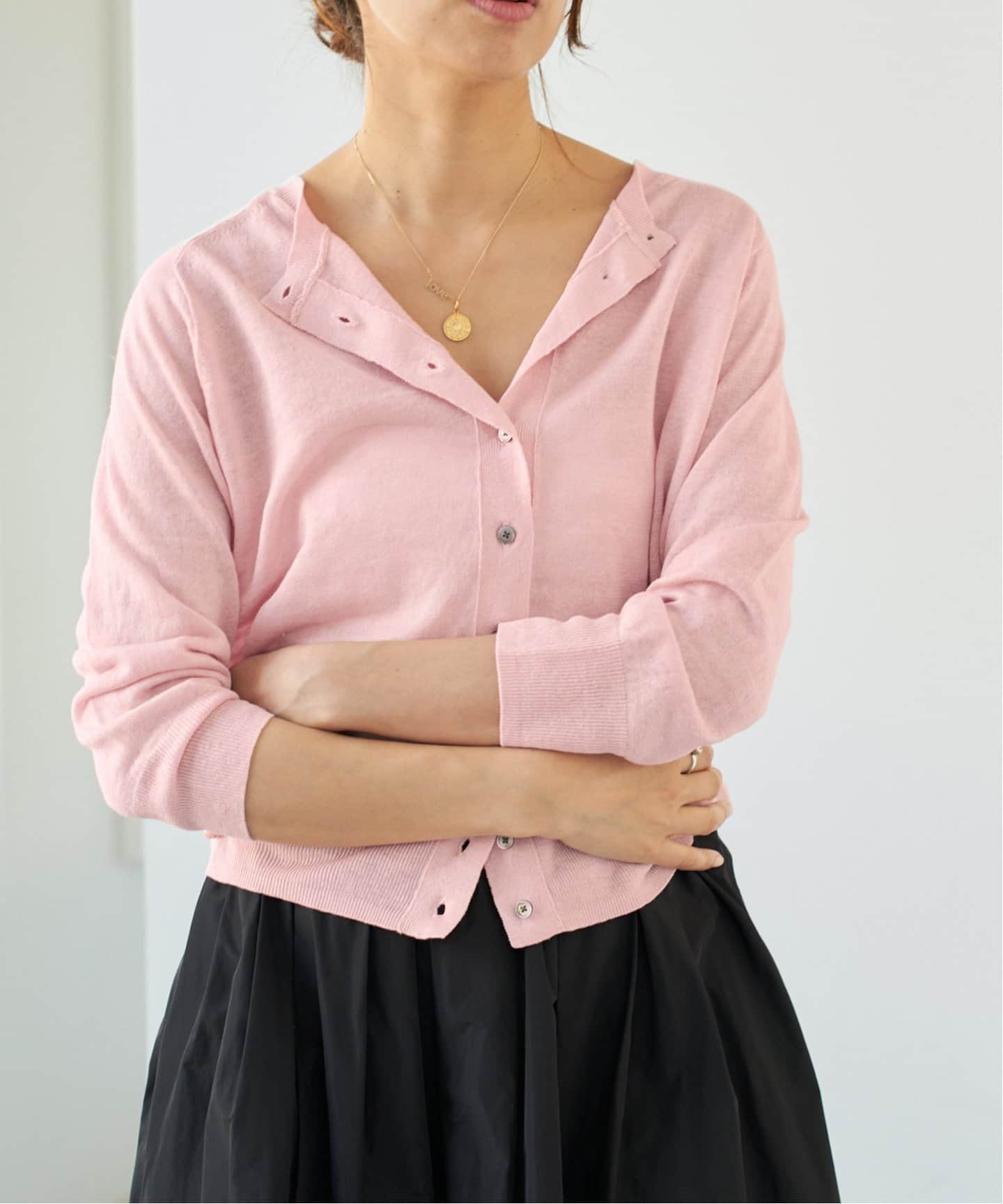 【aya】IENA LEUVEN LINEN カーディガン rinoneca 3/24 LEUVEN 3色杢メッシュリネンカーディガン 2色展開