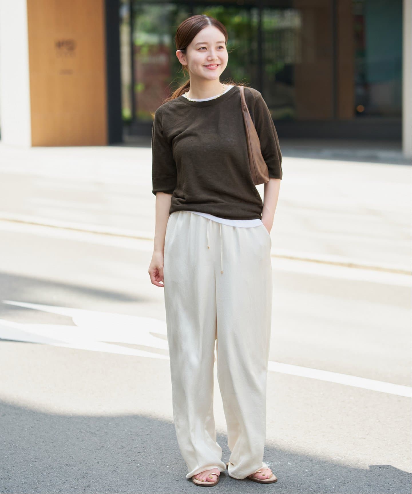 IENA イエナ　フレンチリネンハーフスリーブプルオーバー【2025SS】 追加》フレンチリネンハーフスリーブプルオーバー（ニット