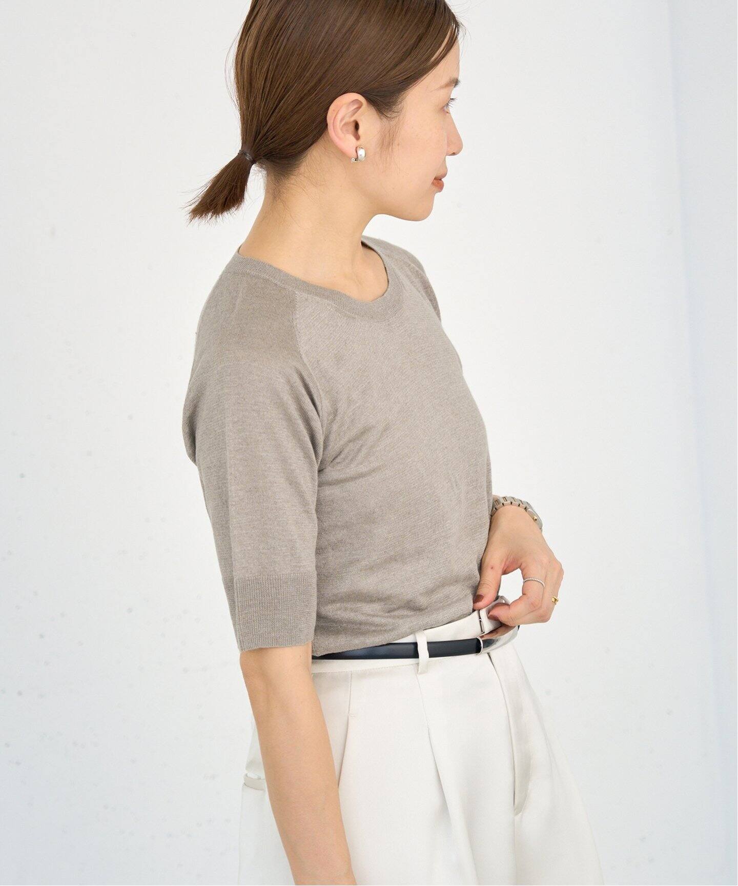 IENA - 完売 IENA フレンチスリーブ 追加》フレンチリネンハーフスリーブプルオーバー（ニット