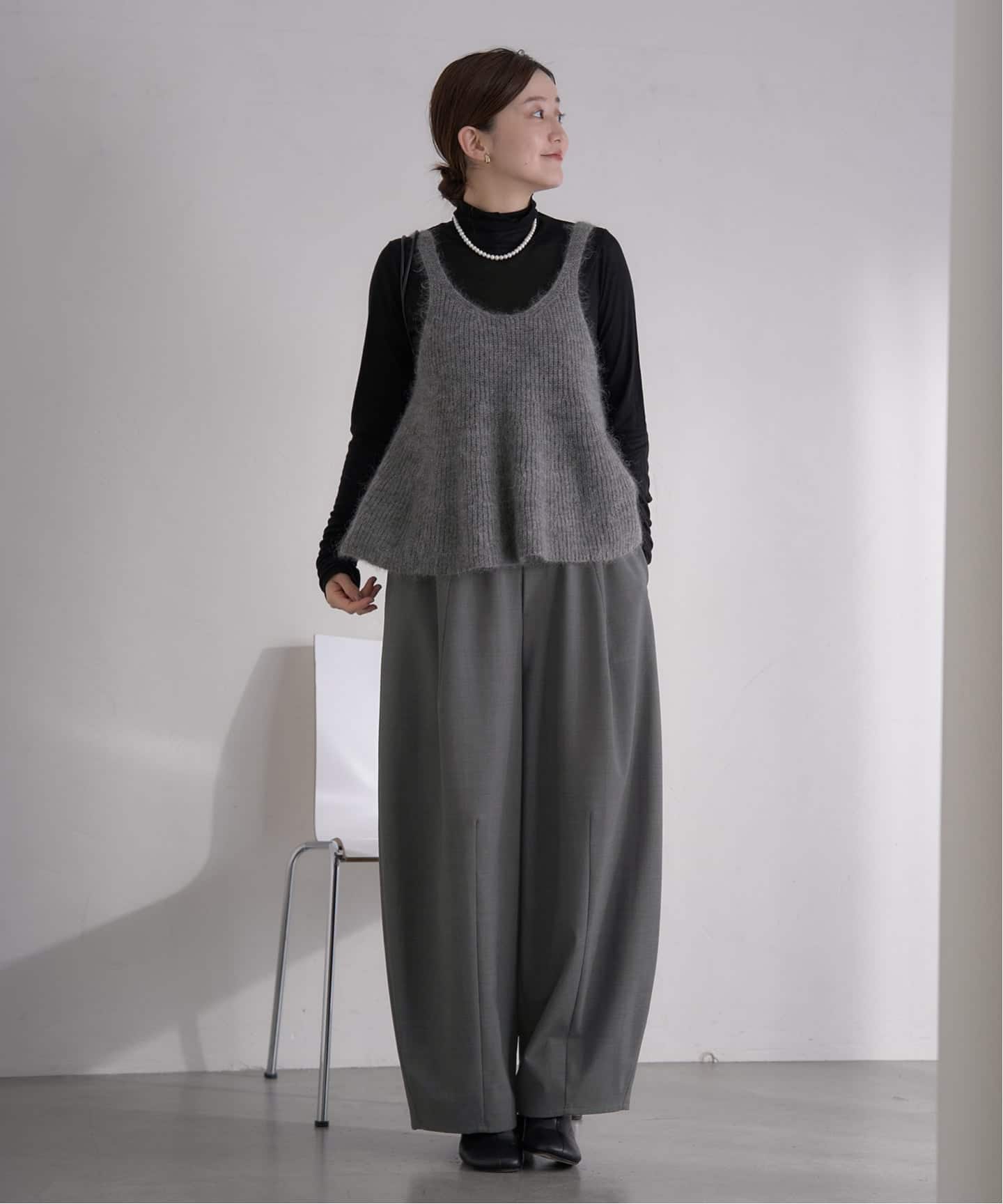 IENA モヘヤミックスフレアタンク チャコールグレー WEB限定/追加予約》モヘヤミックスフレアタンク（ニット／セーター