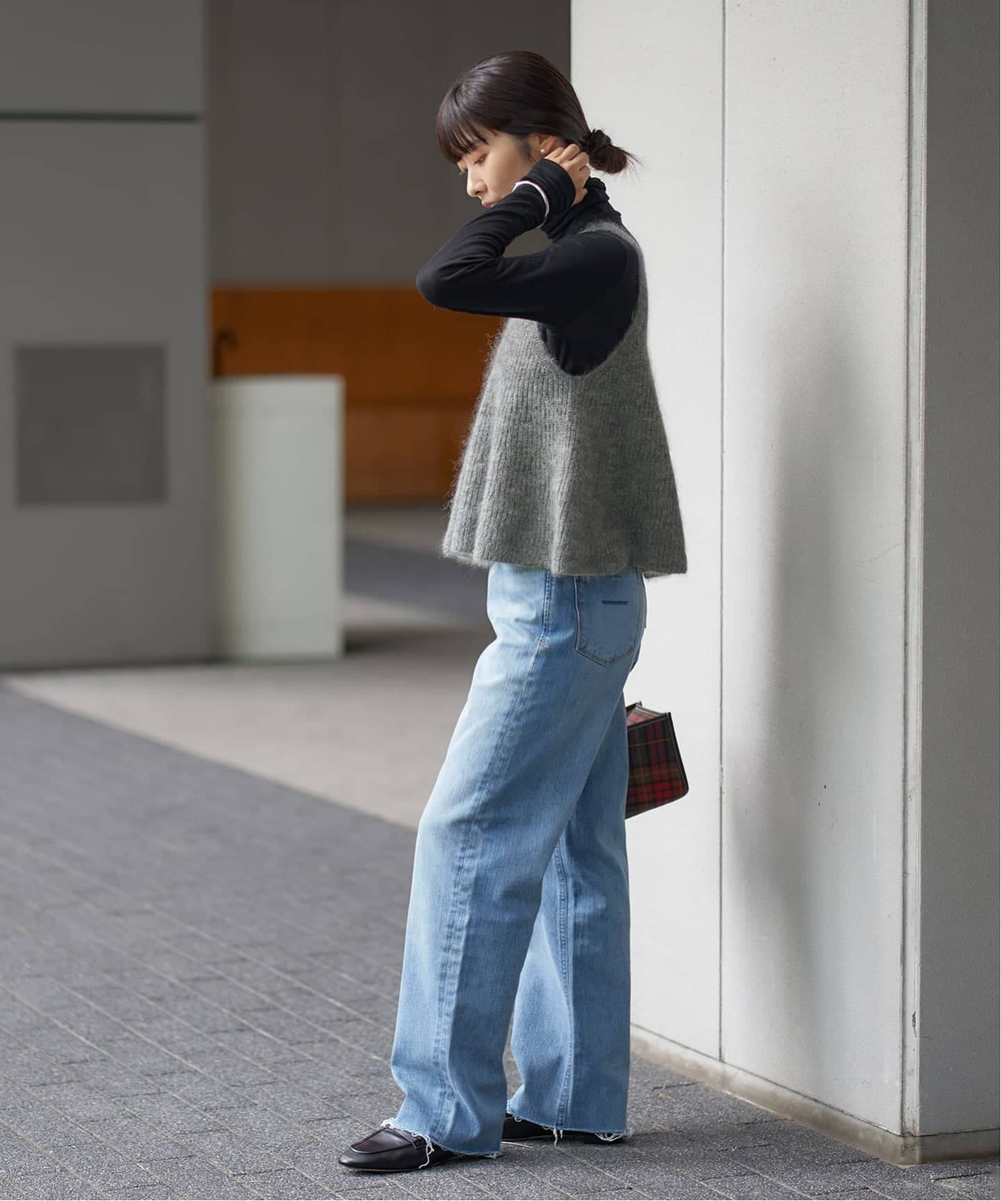 25AW IENA モヘヤミックスフレアタンク チャコールグレー 完売品☆ WEB限定/追加》モヘヤミックスフレアタンク（ニット／セーター）｜IENA