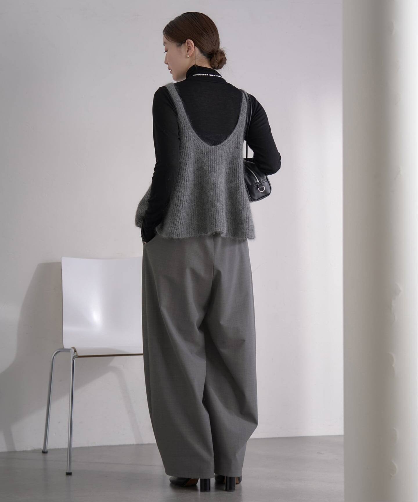 25AW IENA モヘヤミックスフレアタンク チャコールグレー 完売品☆ WEB限定/追加》モヘヤミックスフレアタンク（ニット／セーター）｜IENA