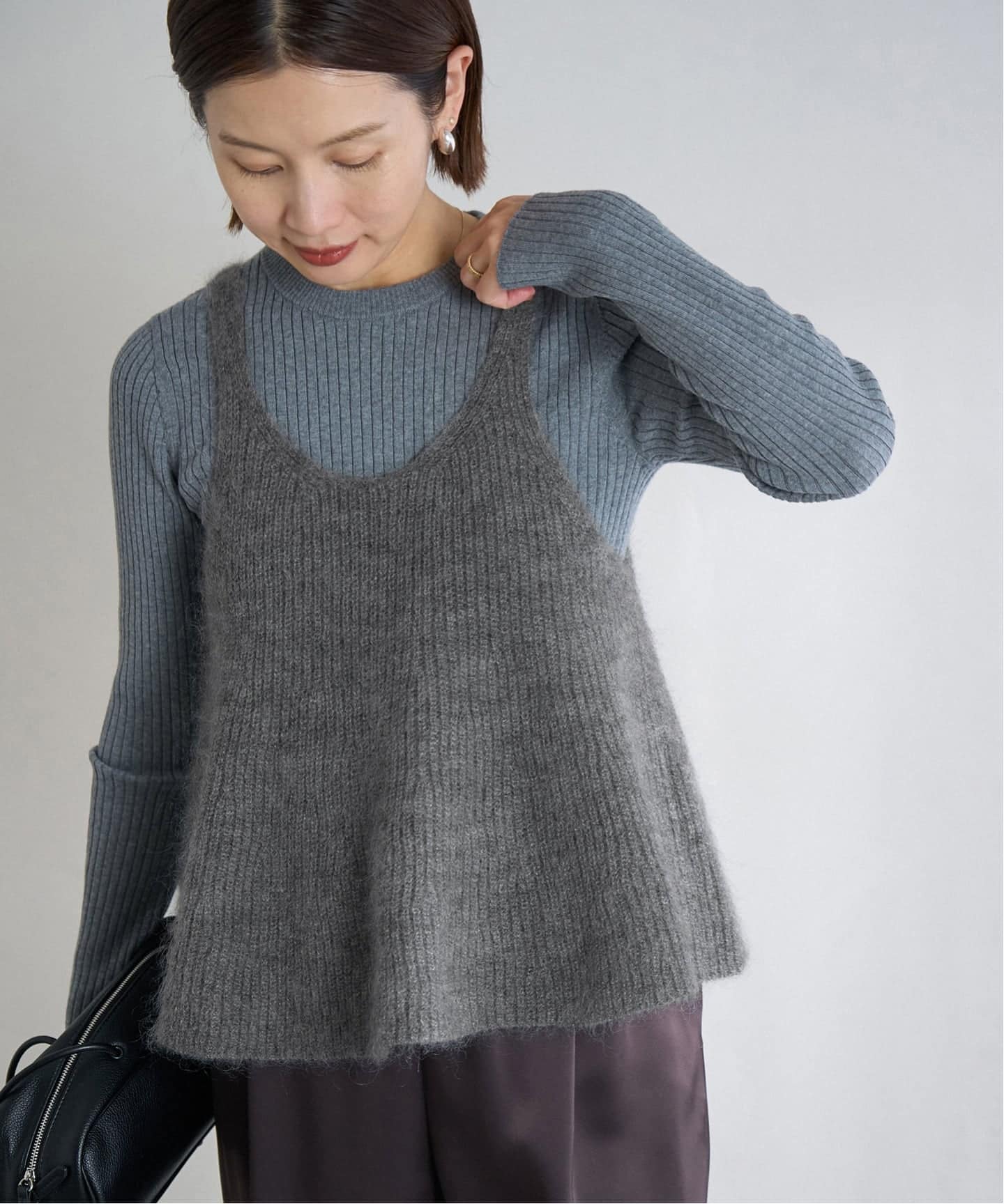 IENA モヘヤミックスフレアタンク チャコールグレー WEB限定/追加予約》モヘヤミックスフレアタンク（ニット／セーター