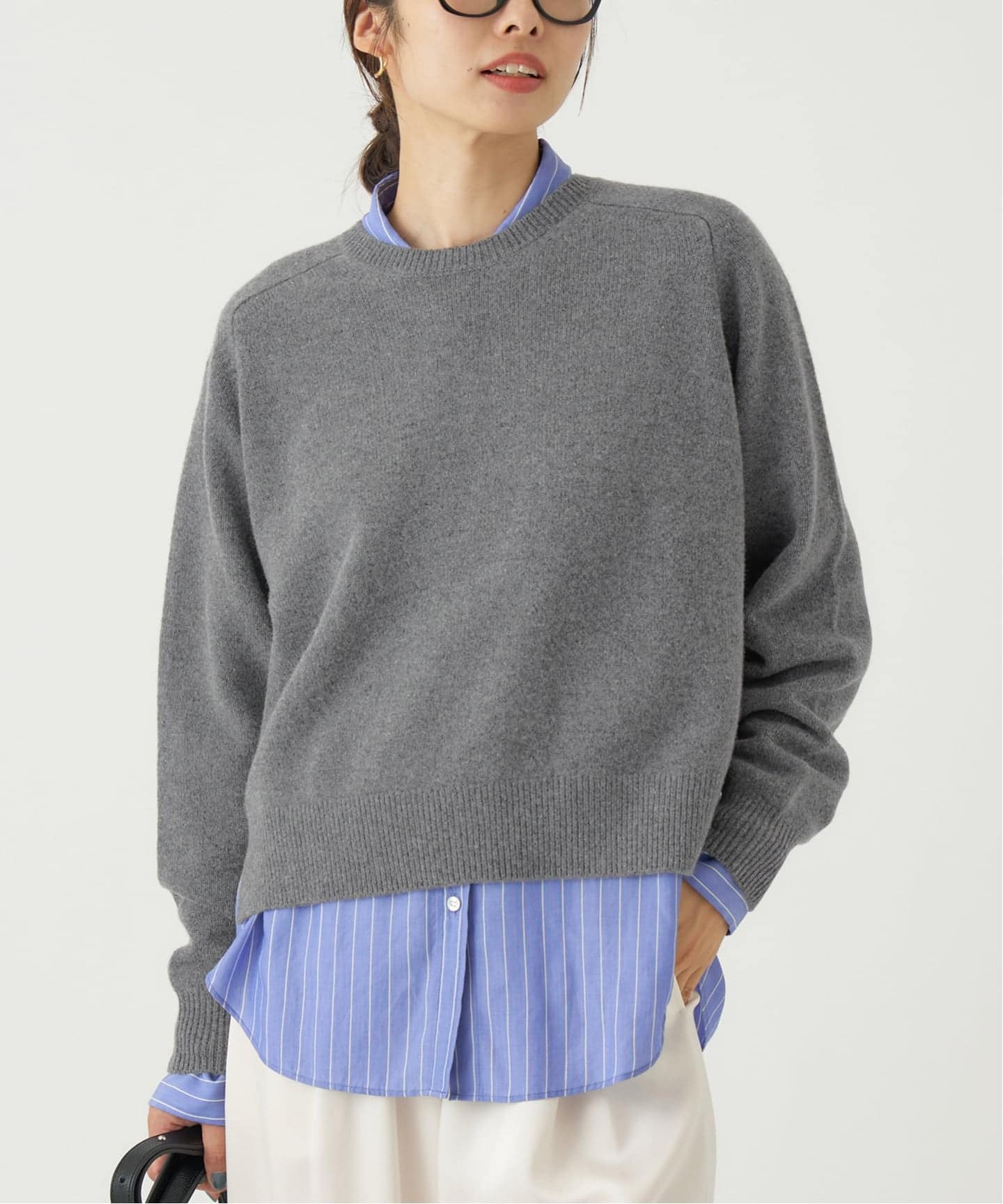 イエナ IENA 17AW カットソー ニット クルーネック リブ ウール 長袖 紫 パープル /RI10 IENA（イエナ）の「RIB クルーネックプルオーバー◇（ニット&frasl;セーター