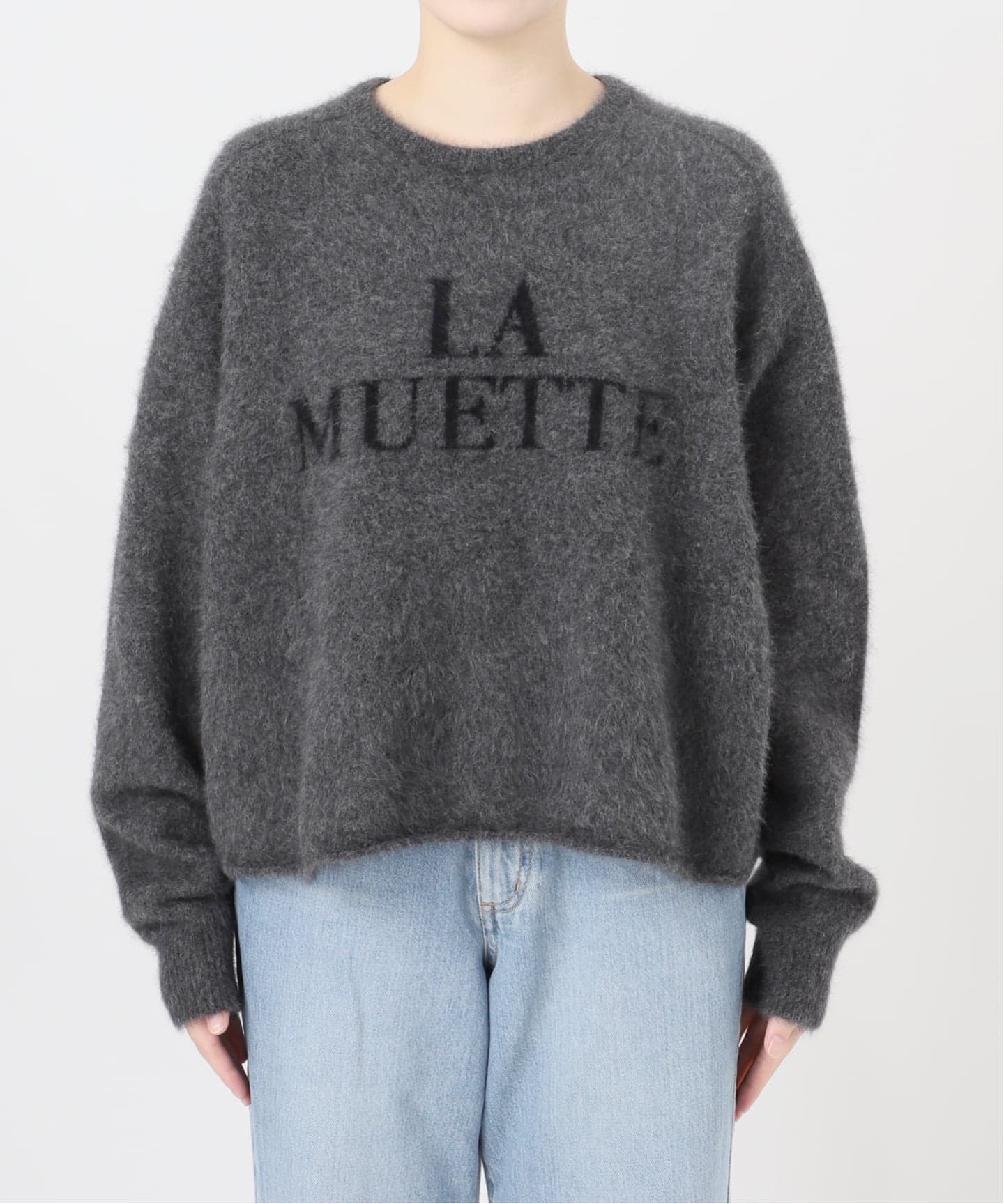 IENA イエナ フォックス混LA MUETTE ロゴニット グレー 2025W フォックス混LA MUETTE ロゴニット（ニット／セーター）｜IENA（イエナ