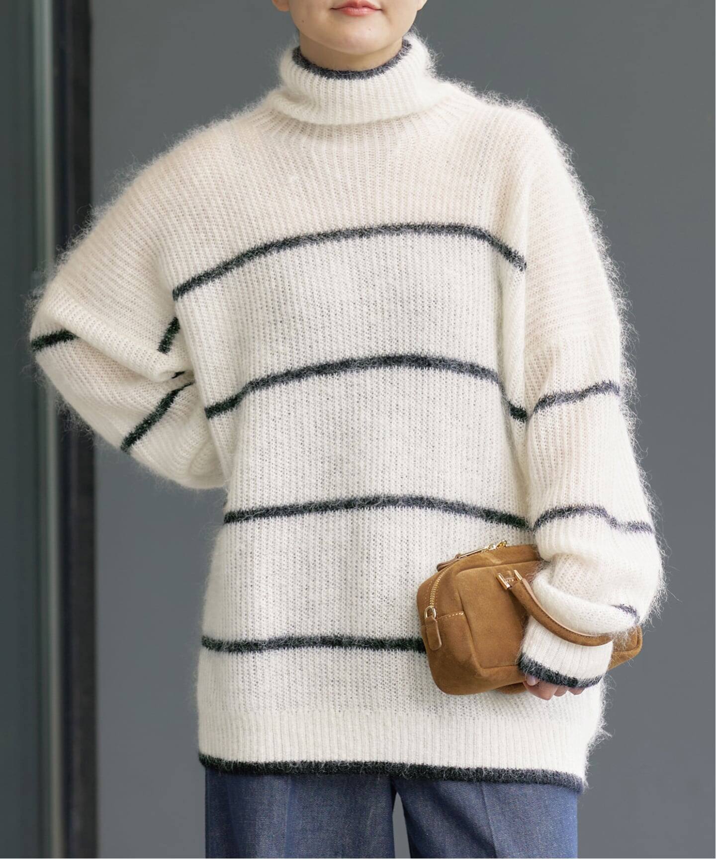 イエナ（IENA）/モヘヤミックスボーダーハイネックプルオーバー モヘヤミックスボーダーハイネックプルオーバー（ニット／セーター