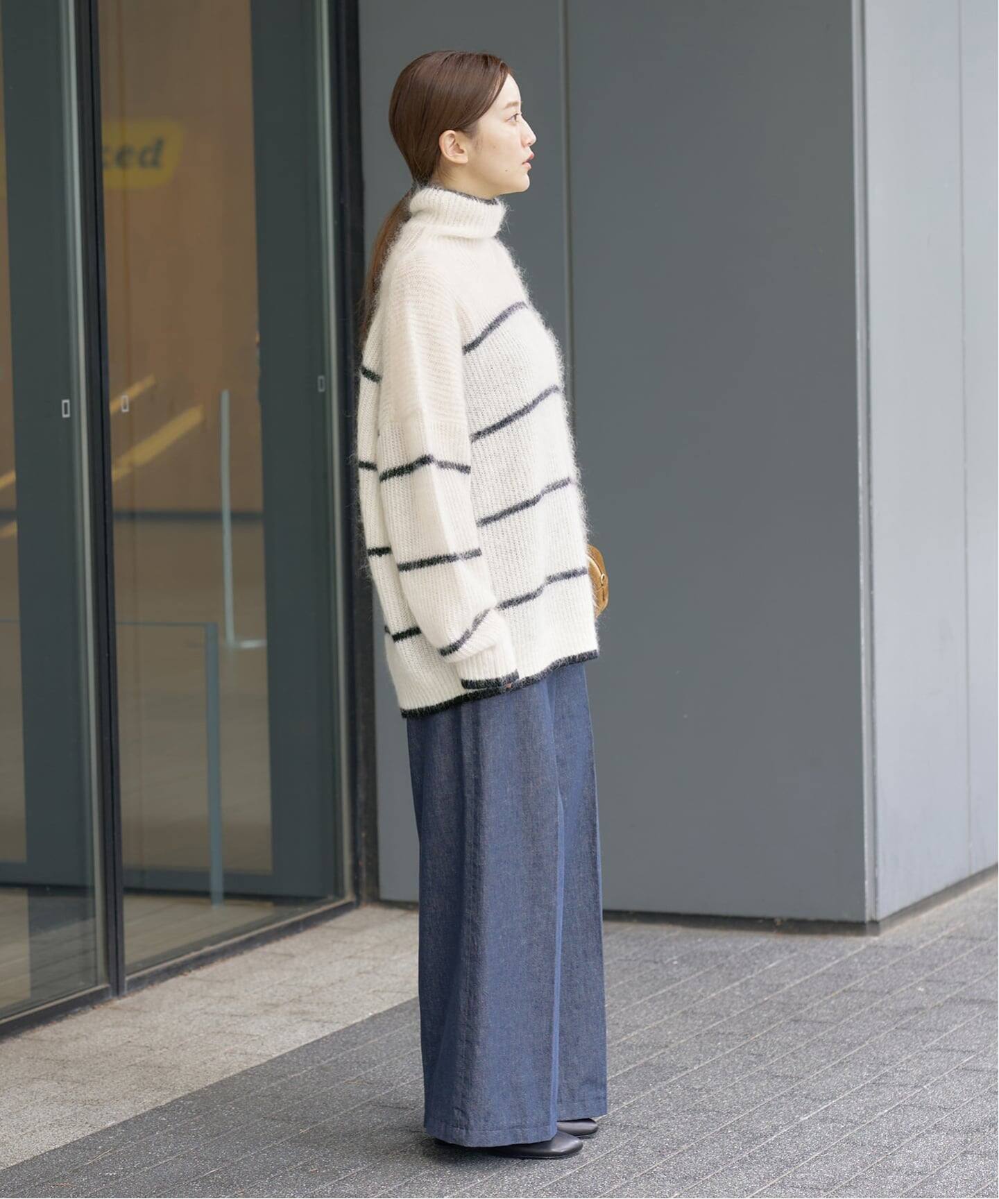 モヘヤミックスボーダーハイネックプルオーバー（ニット／セーター