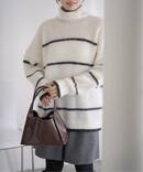 モヘヤミックスボーダーハイネックプルオーバー