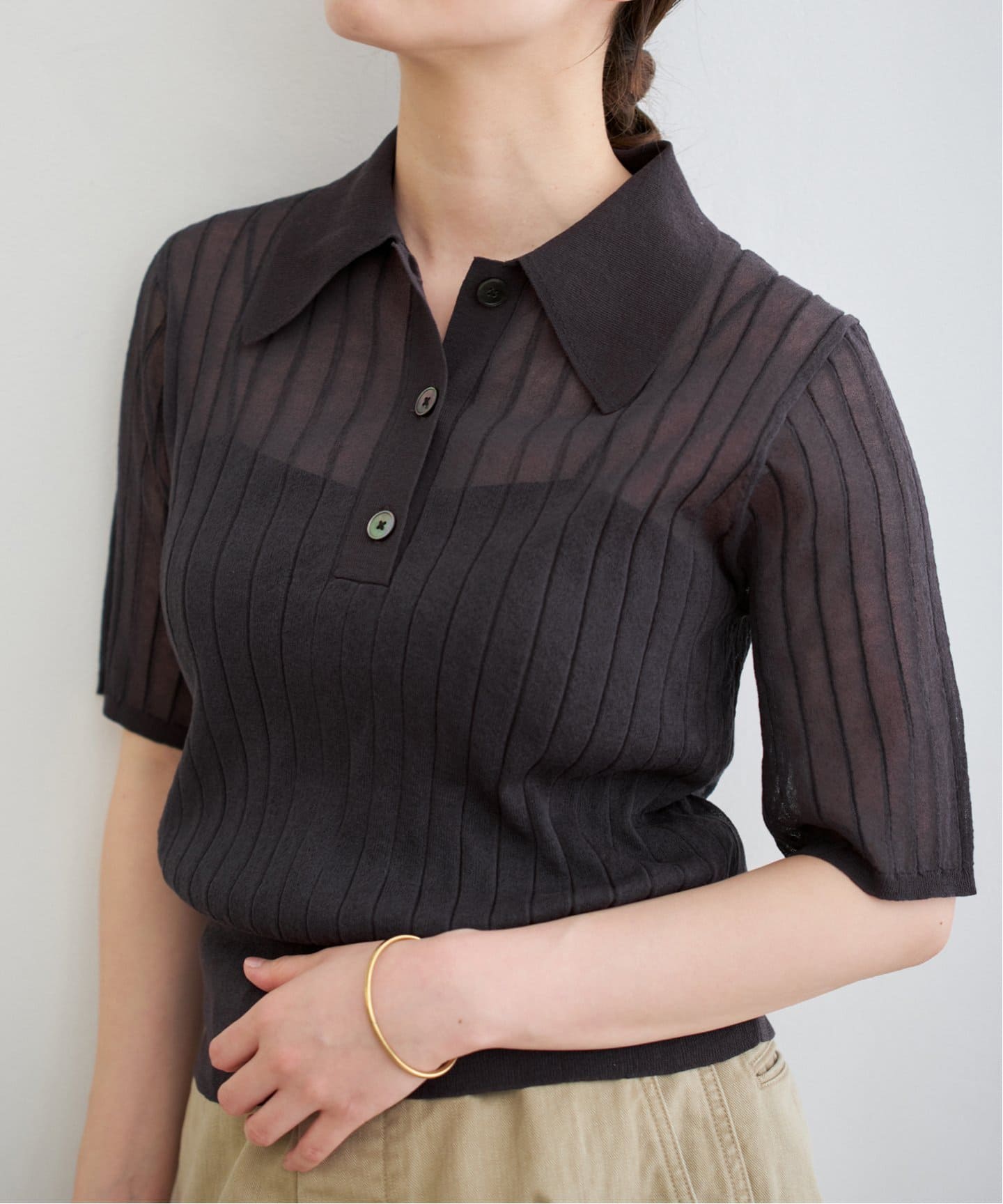 FILMY COTTON 襟付きプルオーバー　IENA IENA ニット セーター FILMY COTTON 襟付きプルオーバー
