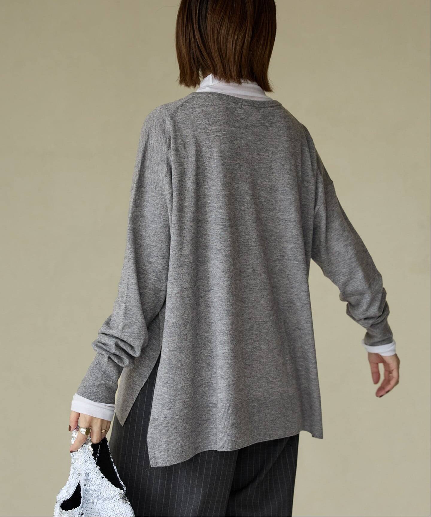 美品 イエナ ニット プルオーバー ライトグレー ウール IENA LA BOUCLE（イエナラブークル） ニット セーター ファーニット
