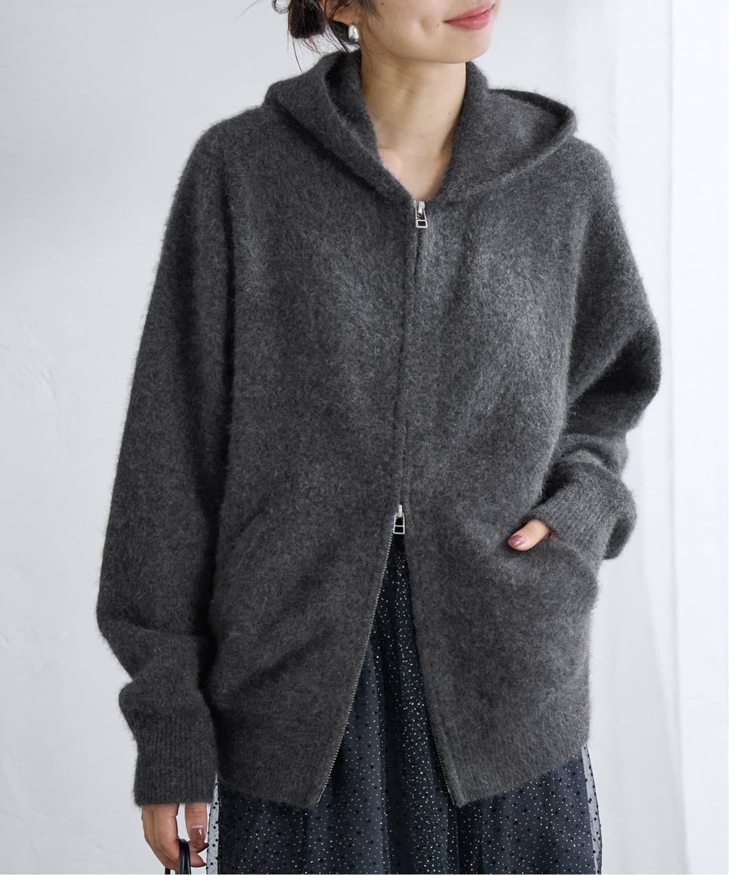 ジップアップフーディー（ニット／セーター）｜IENA（イエナ）の通販
