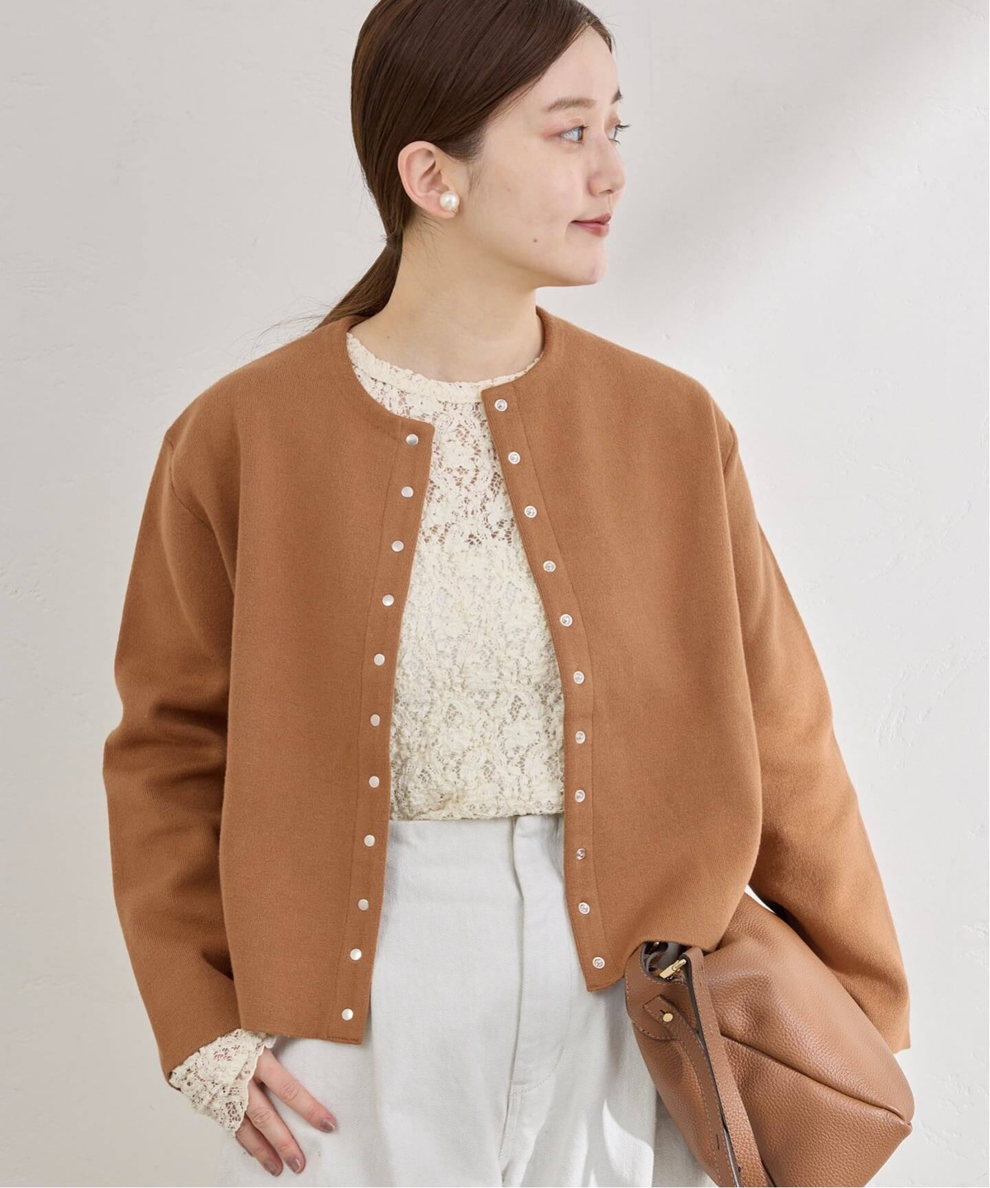 追加2》ダブルフェイススナップカーディガン（カーディガン）｜IENA