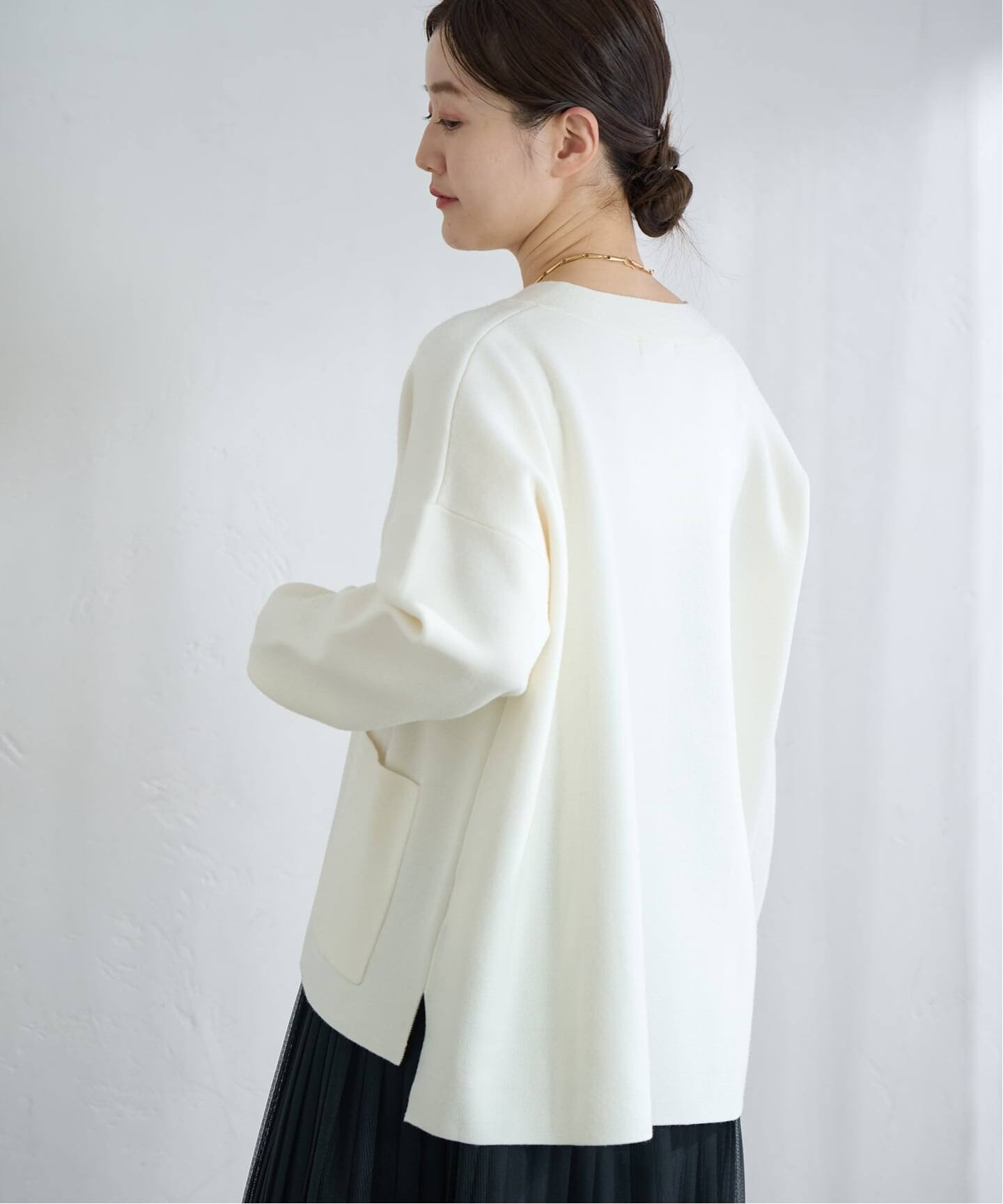 スーパーファインスムースVネックミドルカーディガン（カーディガン