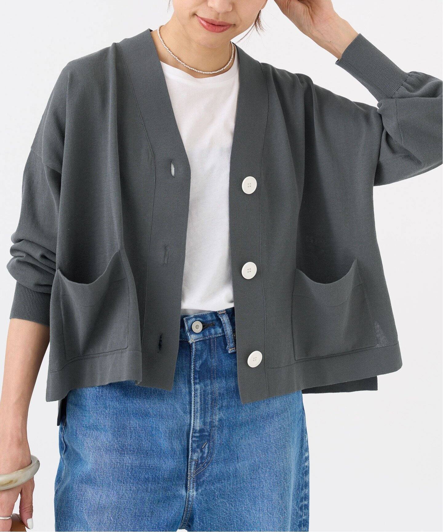 WEB限定/追加6予約》ドライコットンVネックカーディガン（カーディガン  