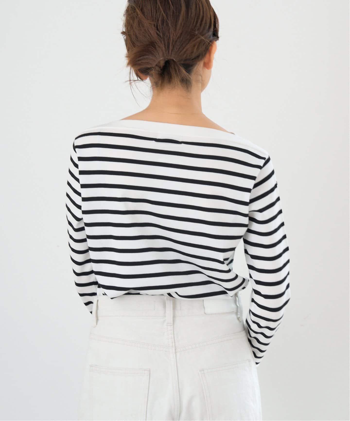 SEATTLE度詰めボーダーボートネックニット（ニット／セーター