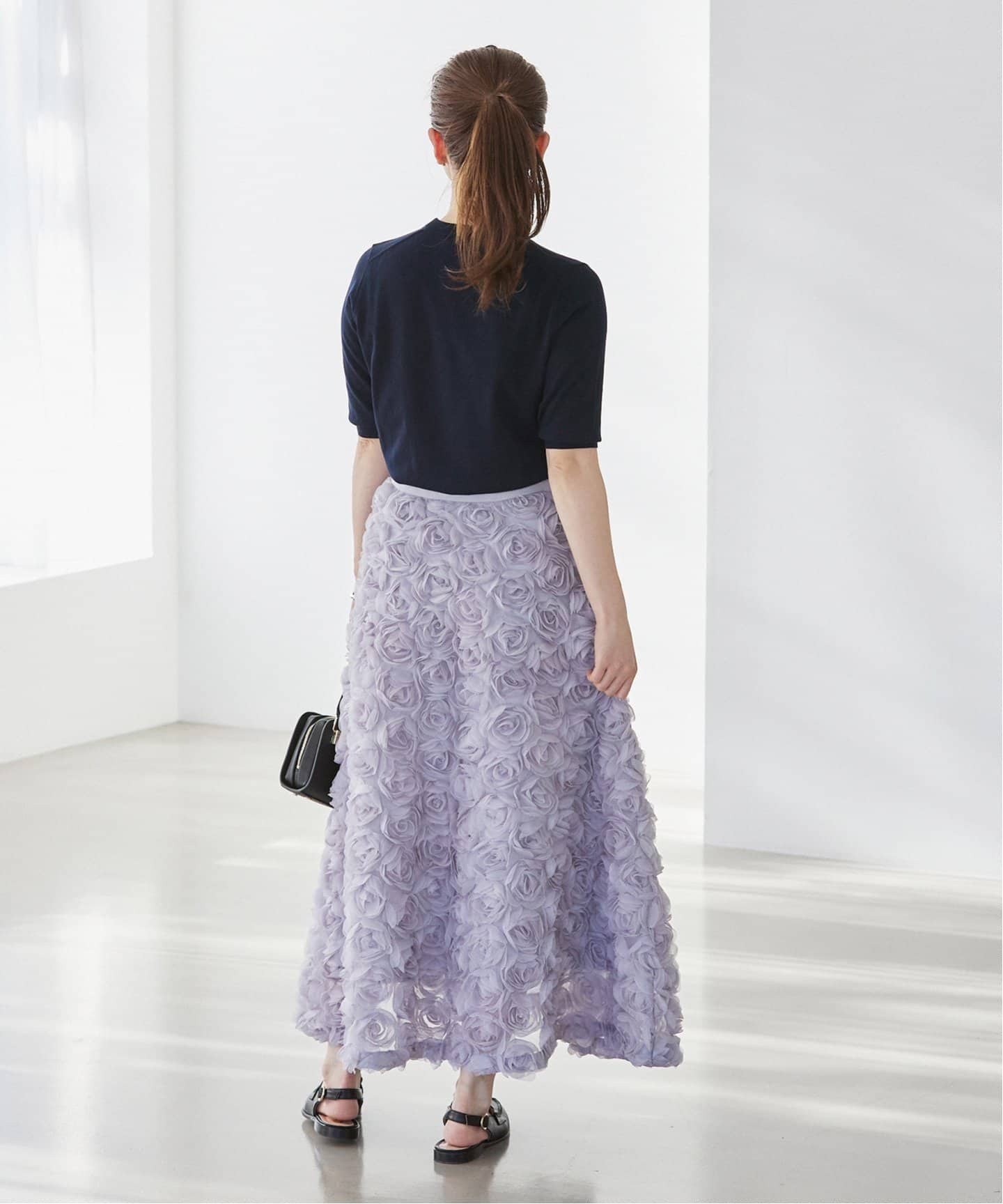 IENA、【Oggi×IENAコラボ】ラッフル袖プルオーバー◆、パープル イエナ×oggiコラボ ニット プルオーバー ラッフル袖プルオーバー