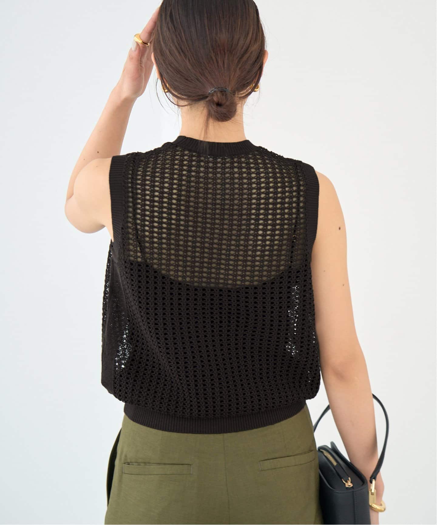 IENA (イエナ) ★★ ＃② 25080900450020 メッシュノースリーブ レディース ブラック FREE メッシュノースリーブ（ニット／セーター）｜IENA（イエナ）の通販