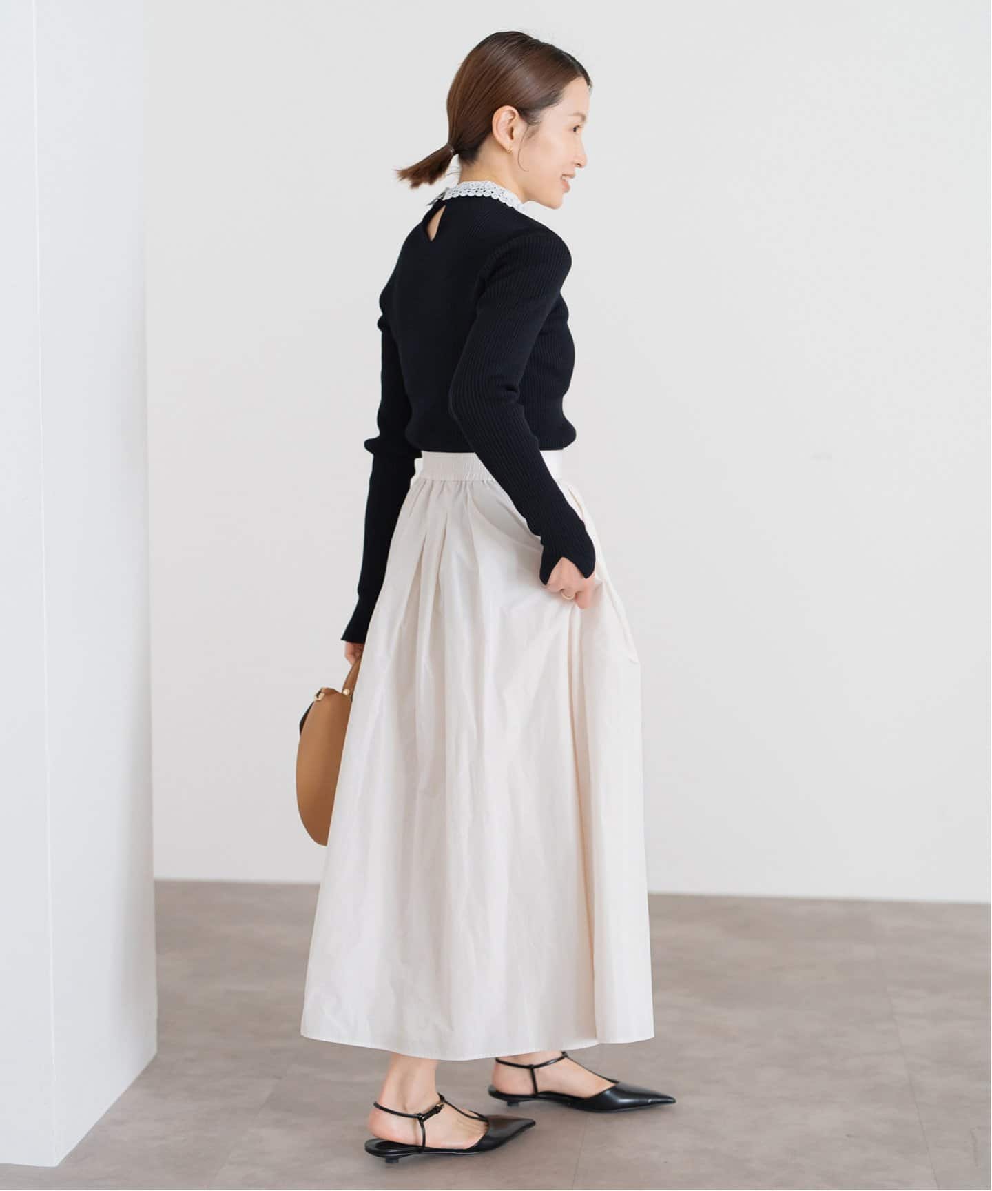 レース襟ホールガーメント リブプルオーバー（ニット／セーター